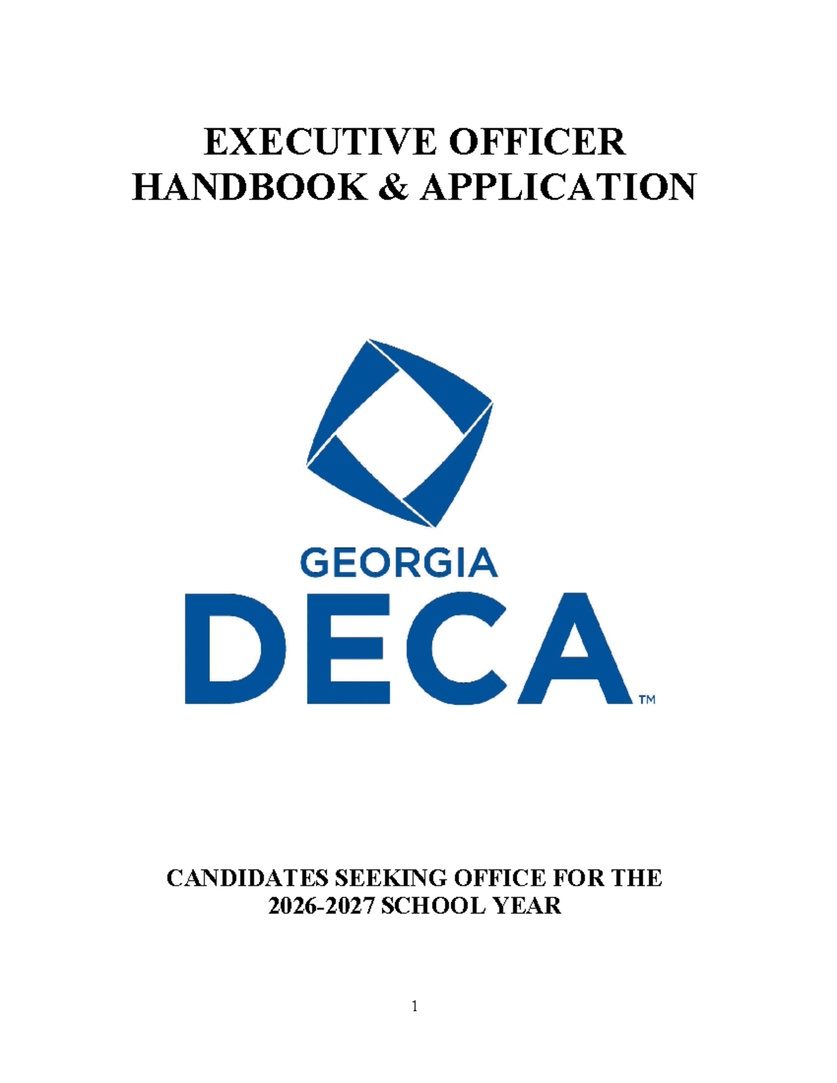 Georgia DECA Executive Officer Handbook & Application Guide 2026 - Studocu