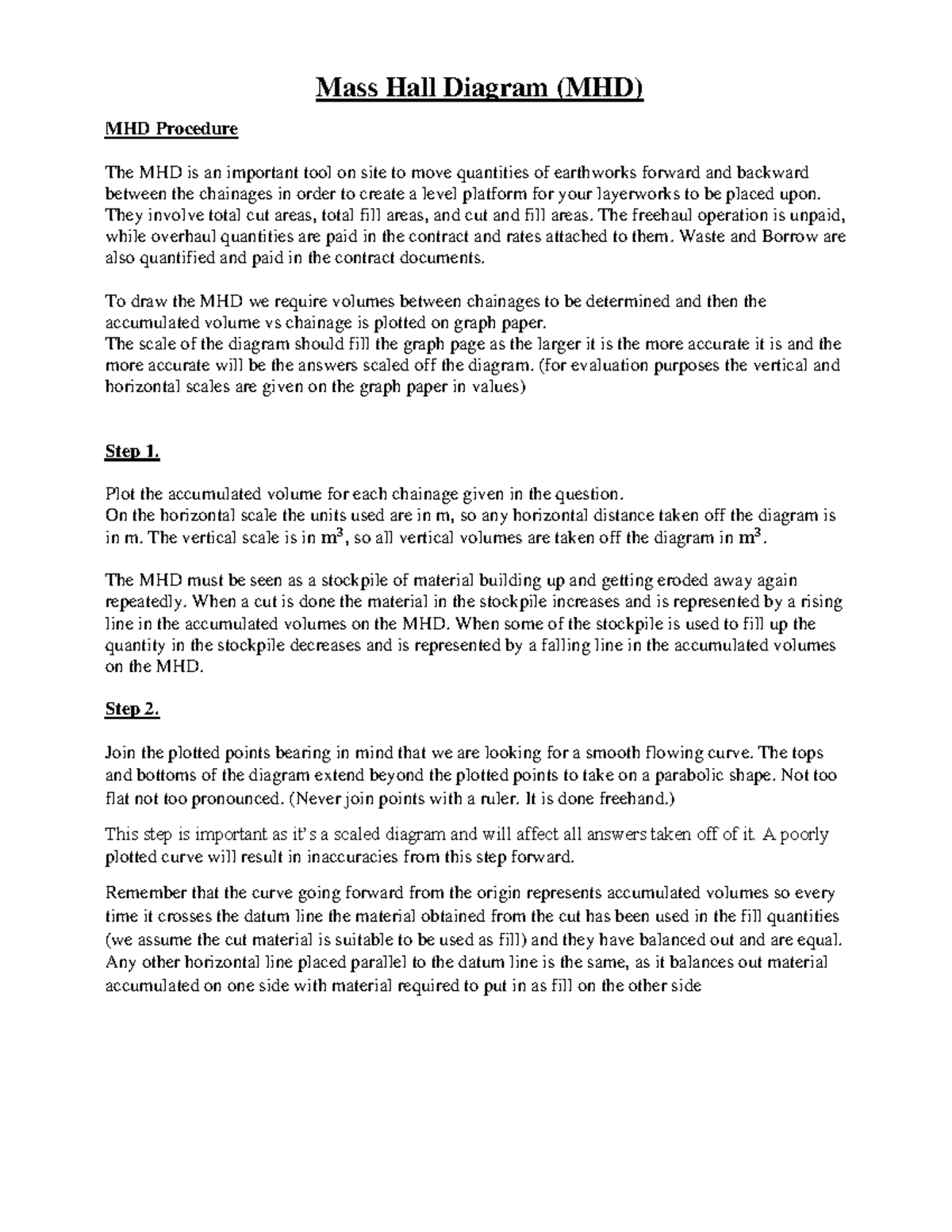 Mass Hall Diagram (MHD) - Comprehensive Procedure Notes - Studocu