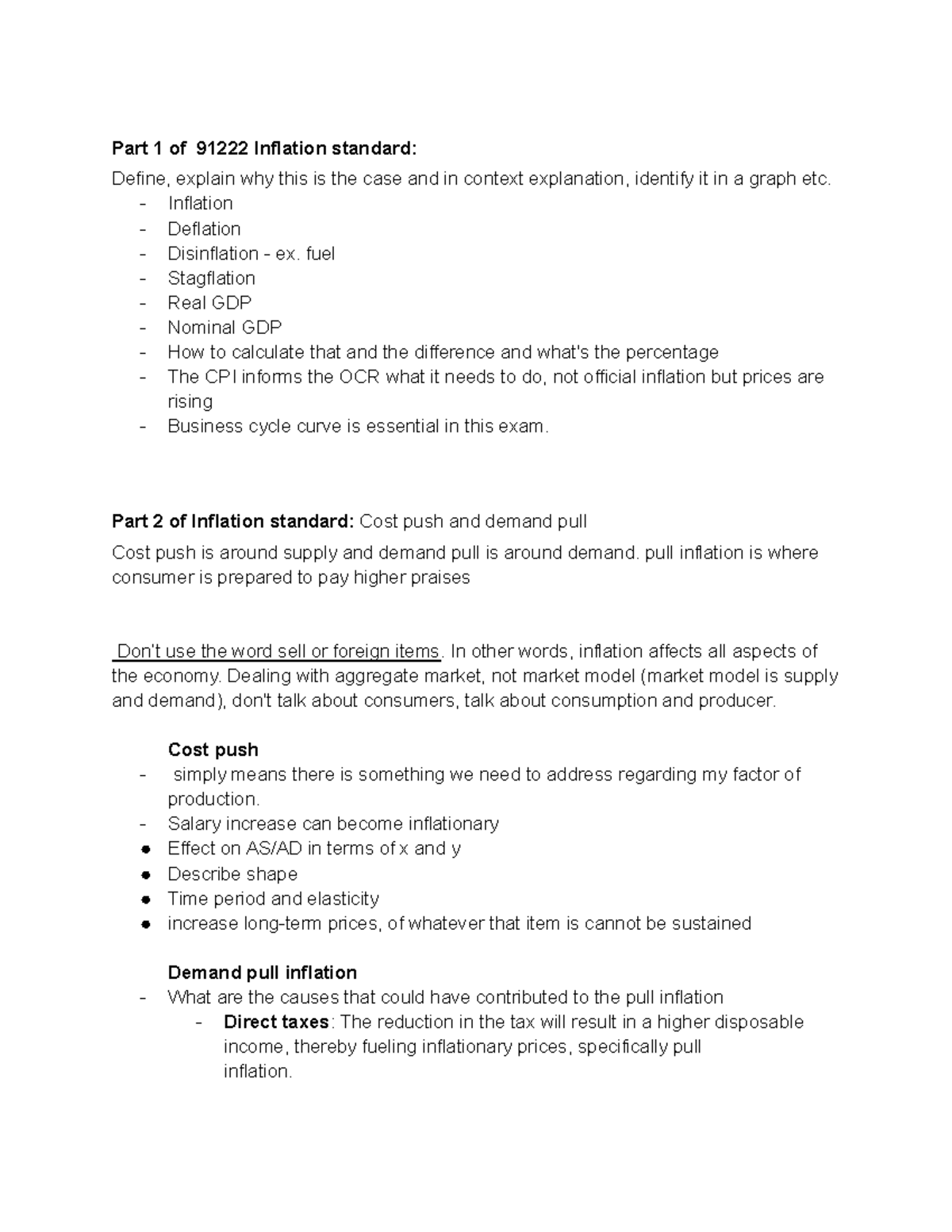 ECO 91222 External Notes on Inflation - Term 3 Review - Studocu