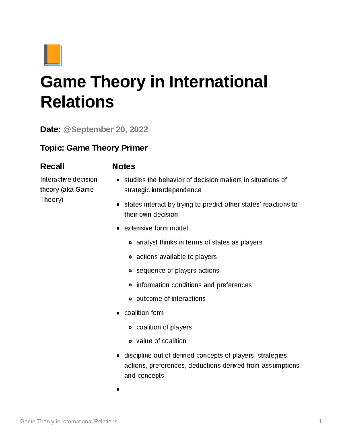 Game Theory in International Relations - Studocu