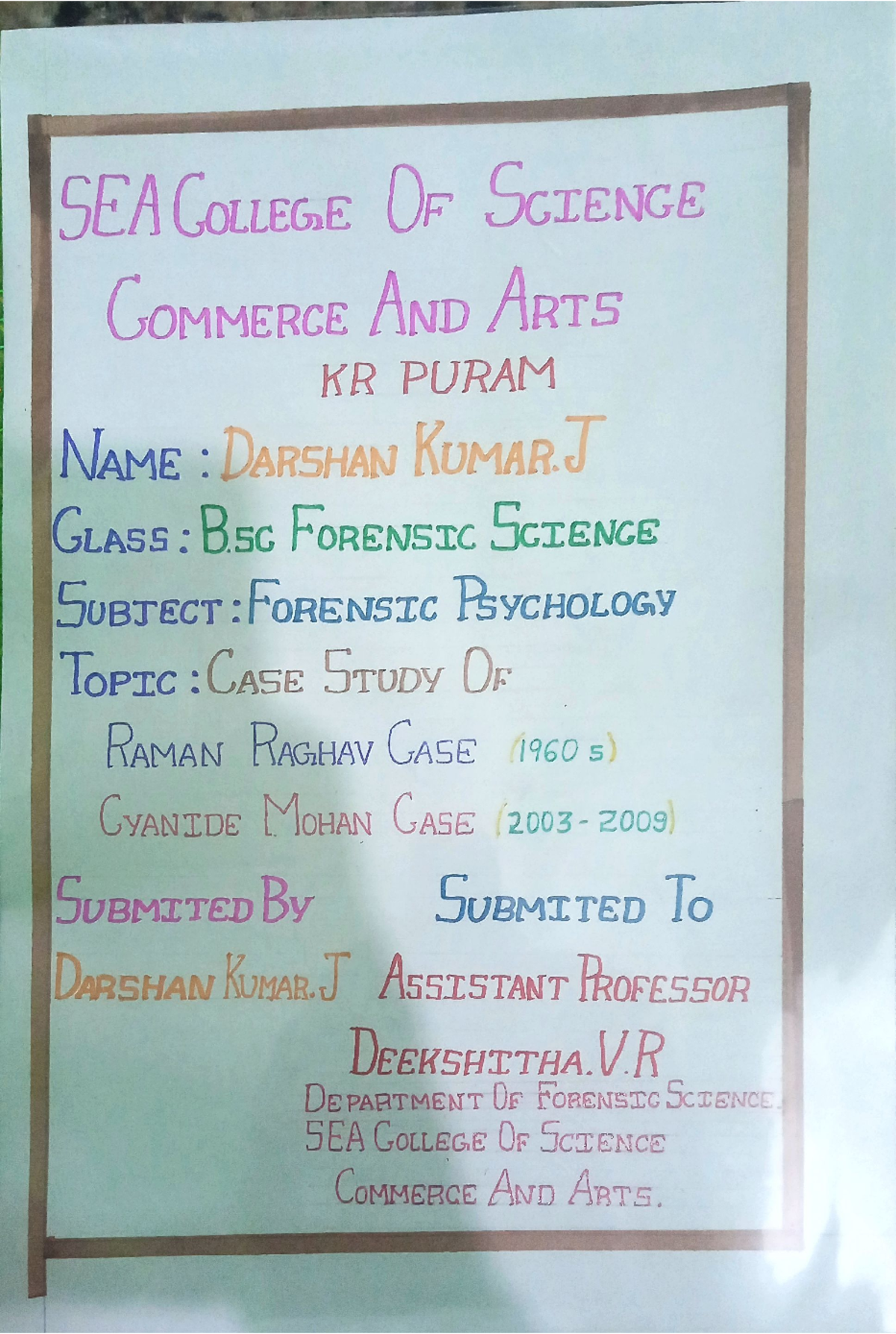Final Assignment: Forensic Psychology Case Study of Raman Raghav ...