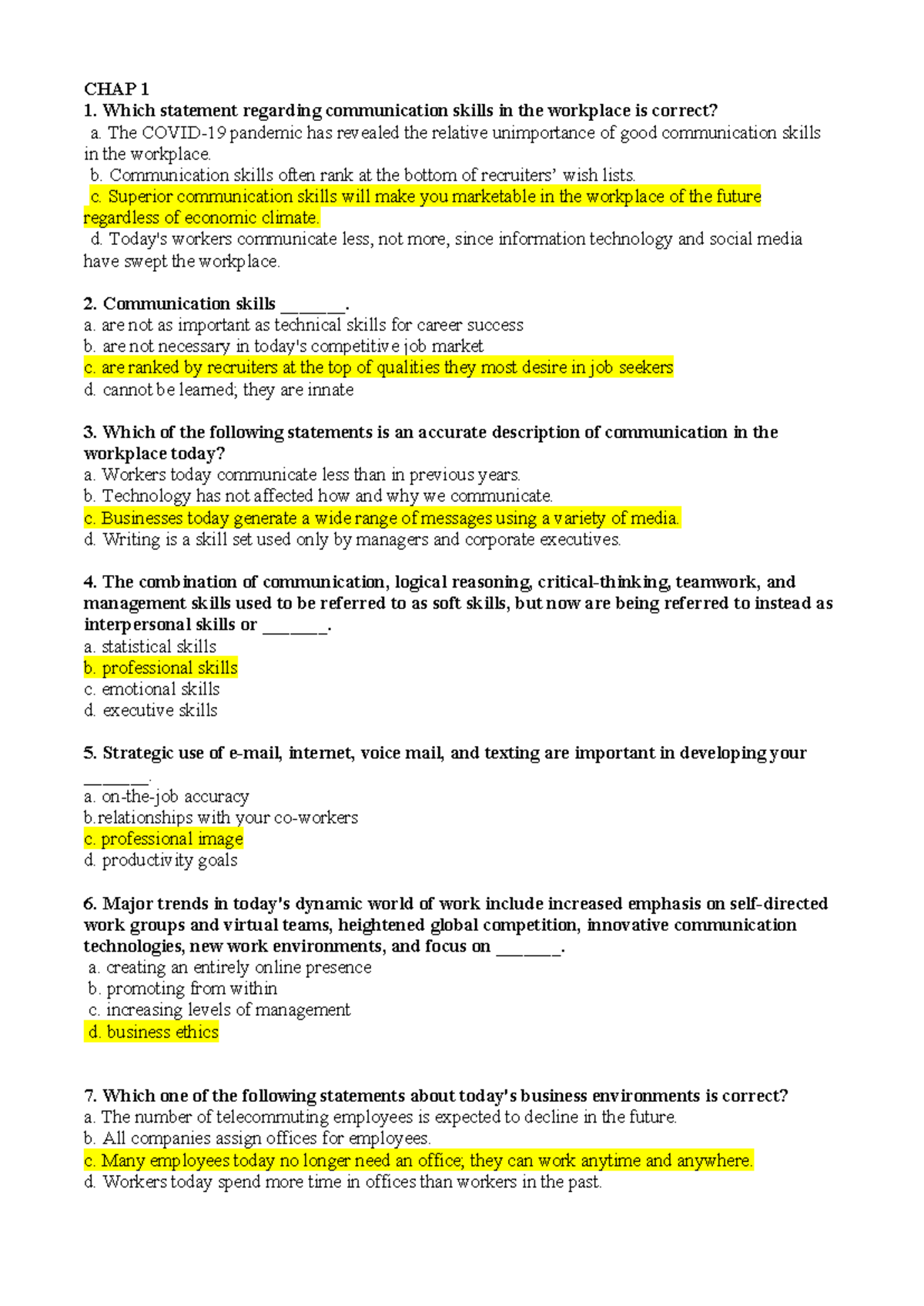ESP2 Midterm Exam: Communication Skills in the Workplace - Studocu