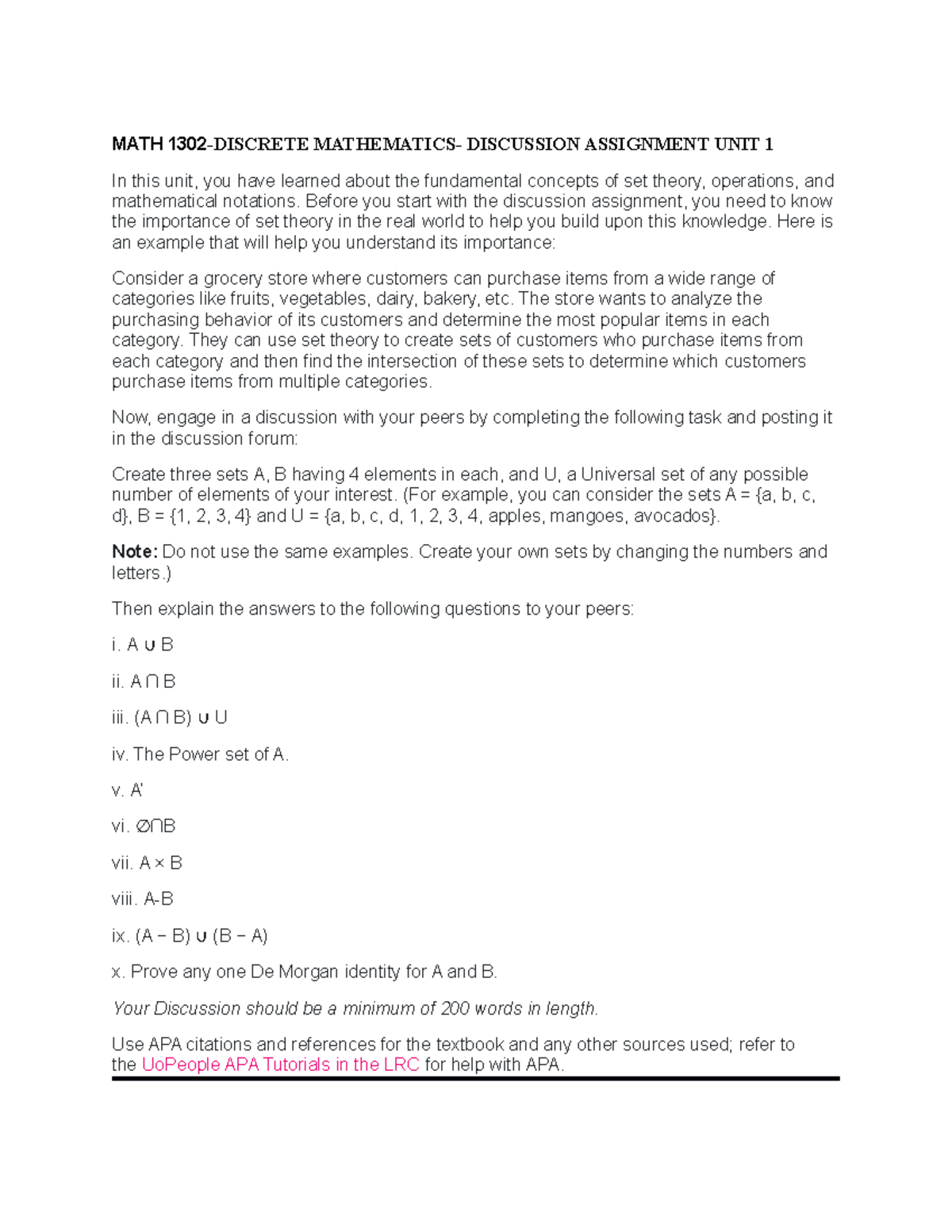 Math 1203-Discussion Assignment Unit 3: Combinatorics Solutions