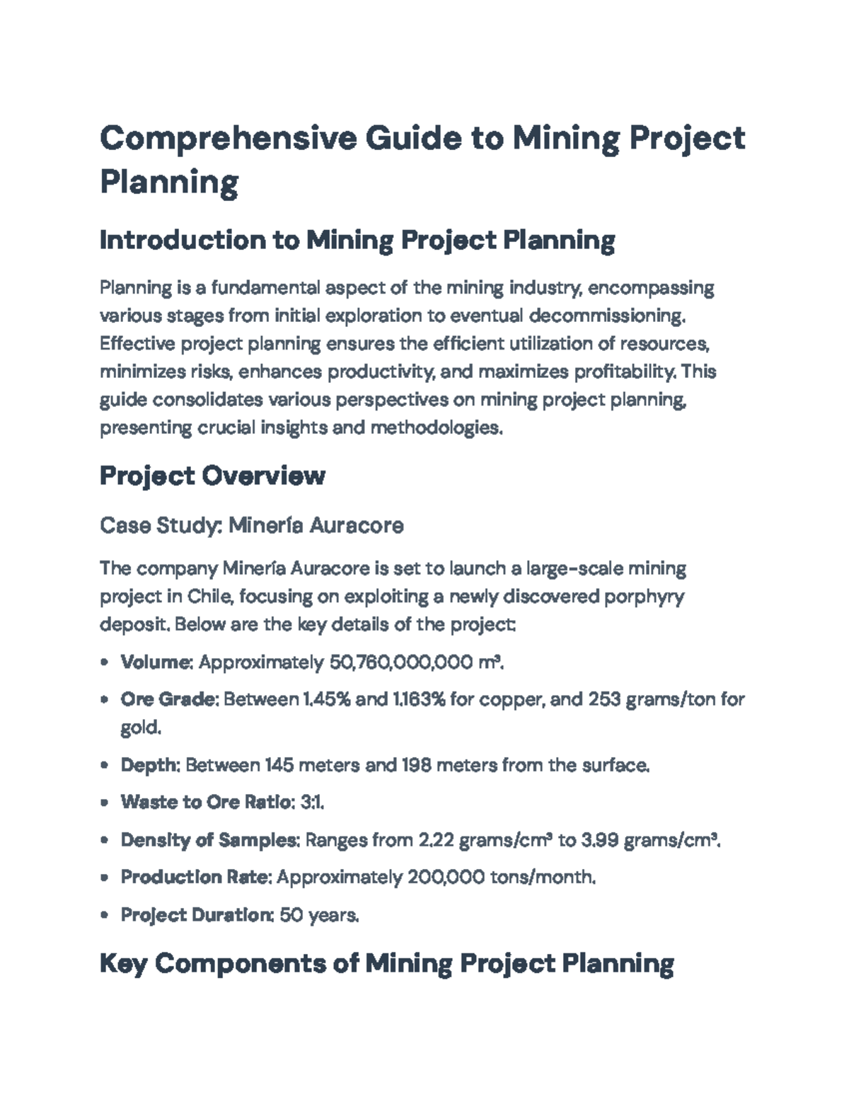 Mining Project Planning Guide: Strategies & Case Study of Minería ...