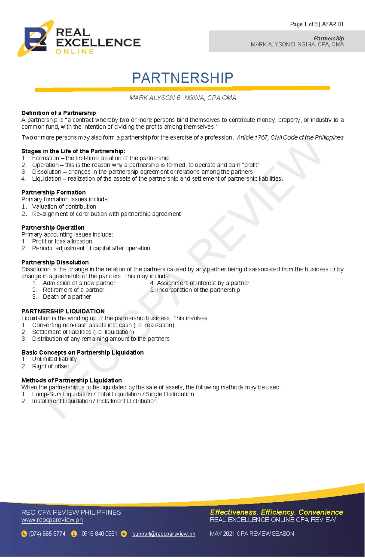 03 Quiz 1 - Partnership Liquidation - Accounting for Special ...