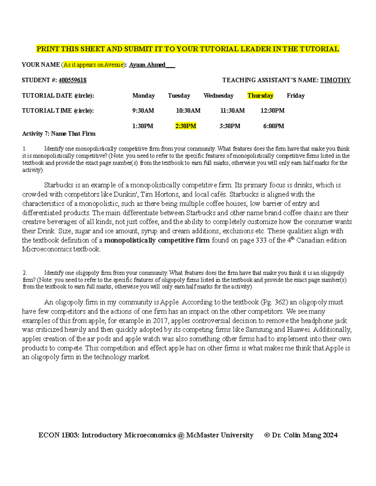 Activity 7 - act7 - PRINT THIS SHEET AND SUBMIT IT TO YOUR TUTORIAL ...