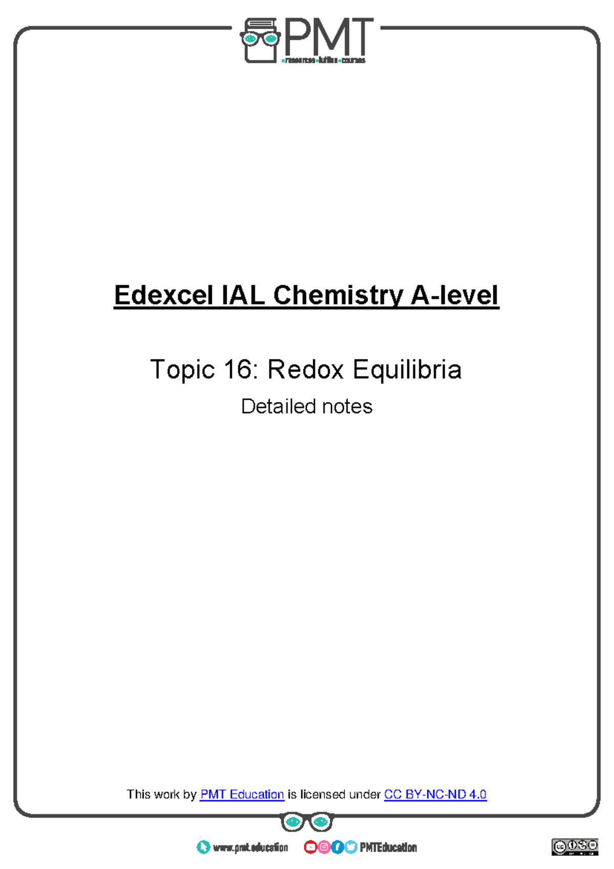 Edexcel IAL Chemistry Topic 16: Detailed Notes on Redox Equilibria ...