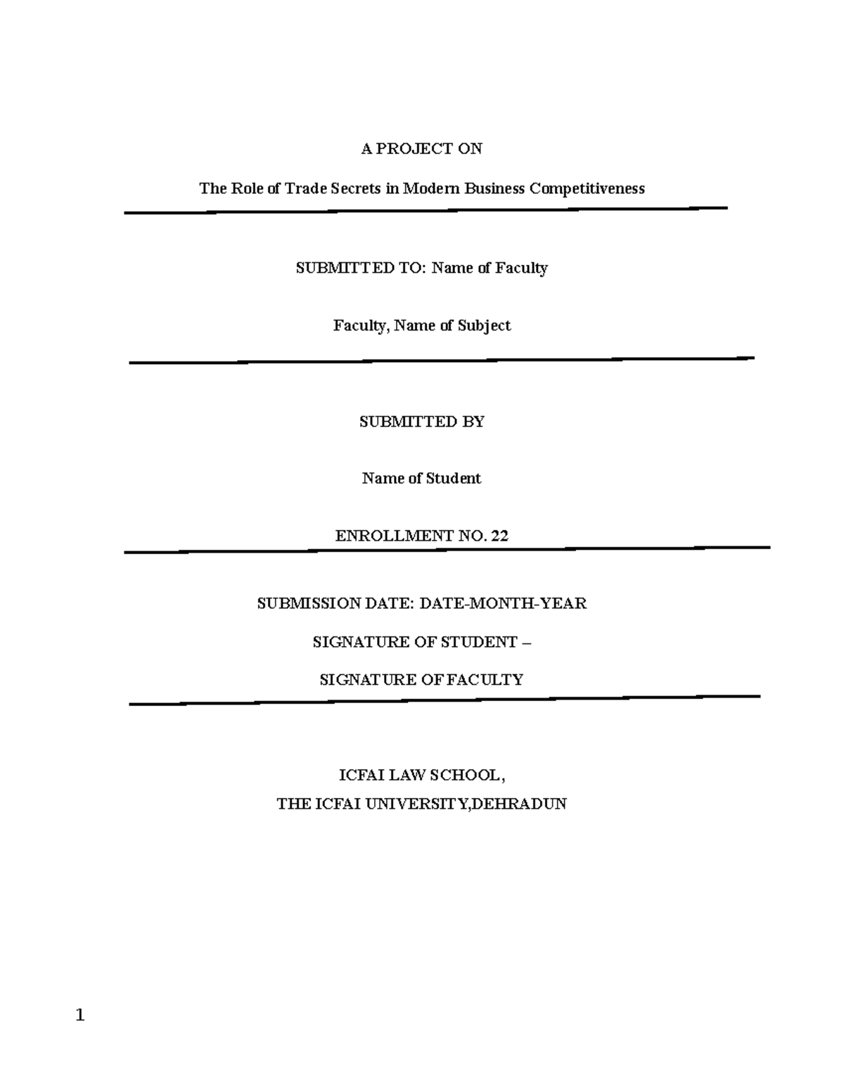 **Other IPR Assignment - The Role of Trade Secrets in Business ...