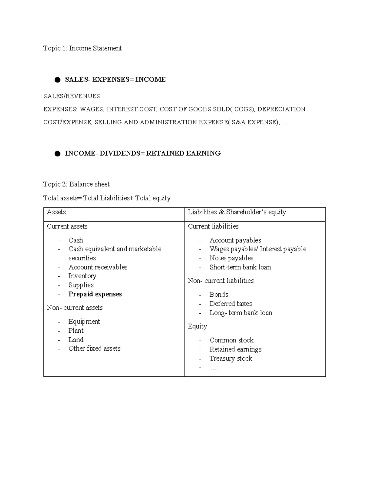 Finance 101: Income Statement & Balance Sheet Overview - Studocu
