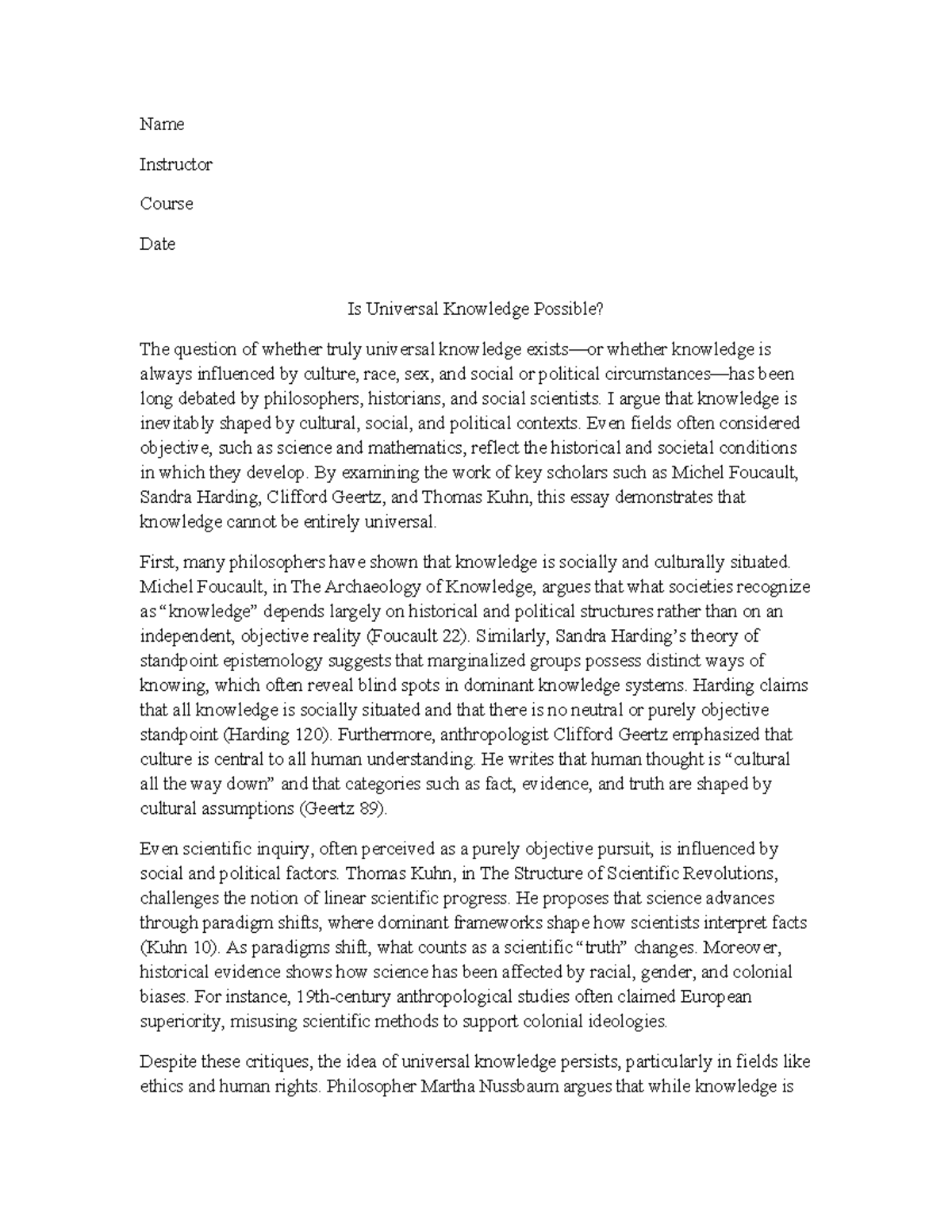 Analysis of Universal Knowledge in Cultural Contexts: A Deep Dive - Studocu