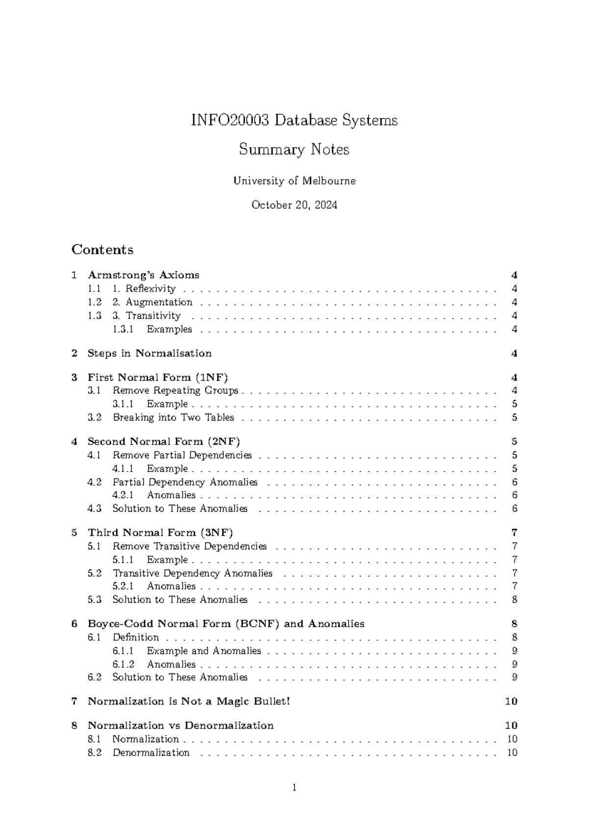 Newdatabase Notes-3 - Summary Database Systems - INFO20003 Database ...