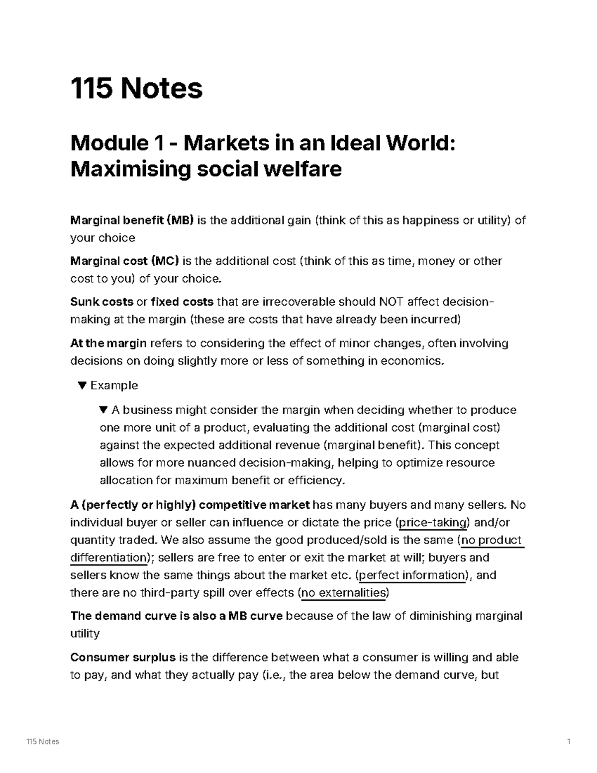 Business 115 Notes: Markets, Competition, and Economic Principles - Studocu