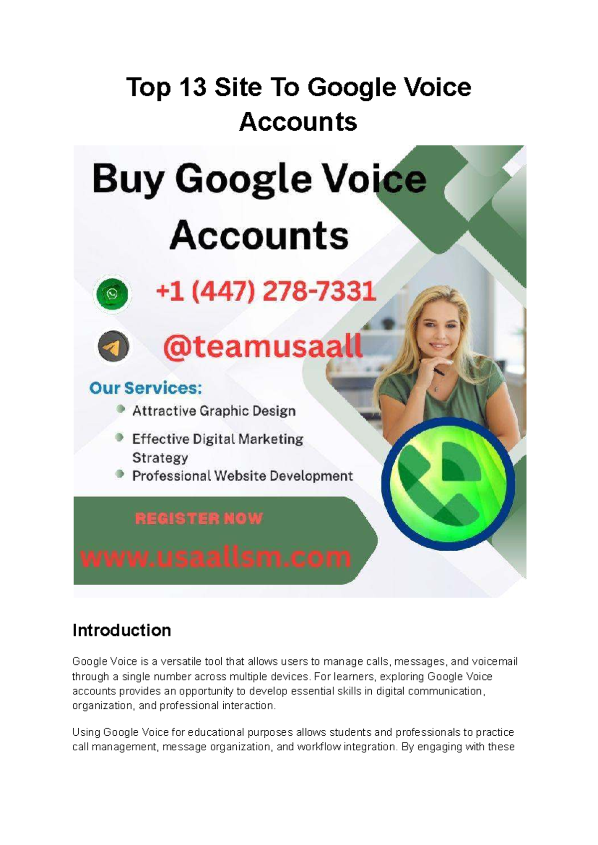 Top 13 Platforms for Google Voice Accounts: A Student's Guide - Studocu