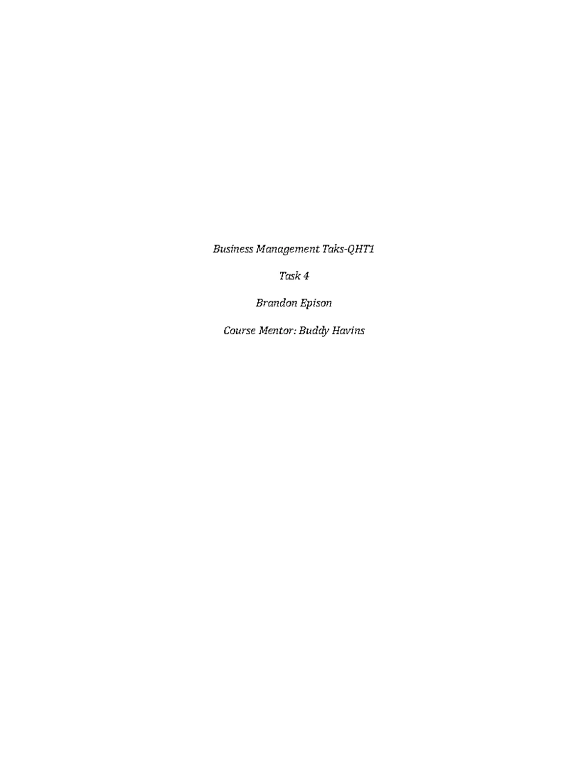 QHT1 Task 2 Template - paper - Your Name and ID# Cost centers MUST be ...