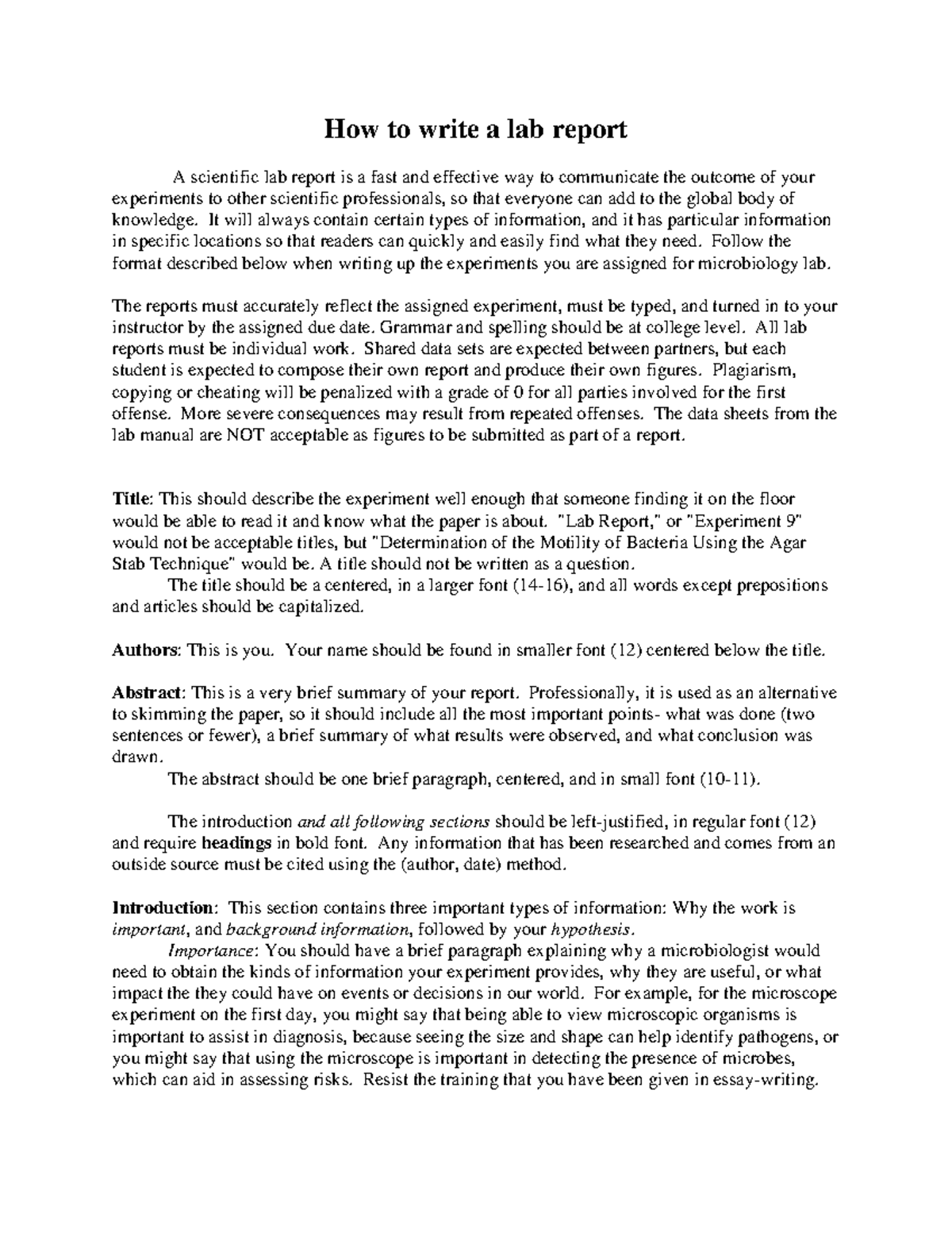 Bio - 251 - Essential Guide to Writing Lab Reports - Studocu