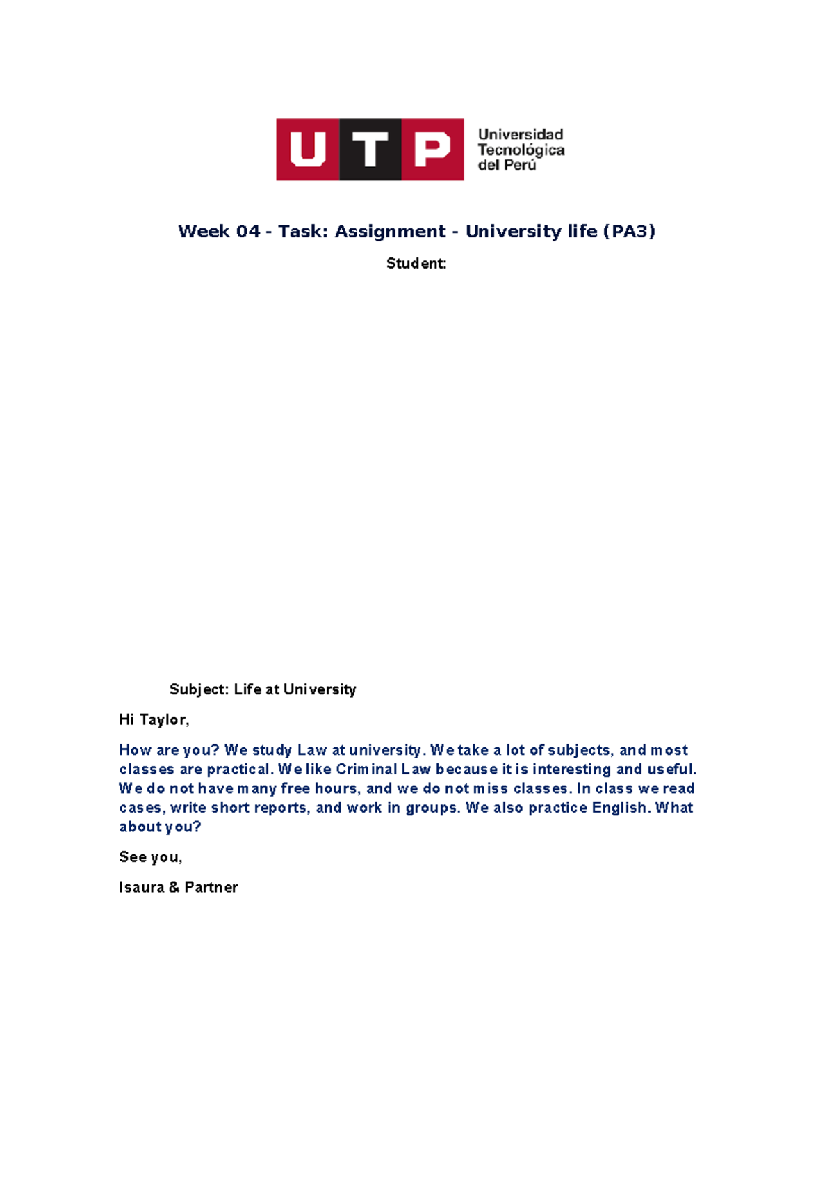 WEEK 04 - PA tarea - Week 04 - Task: Assignment - University life (PA3 ...