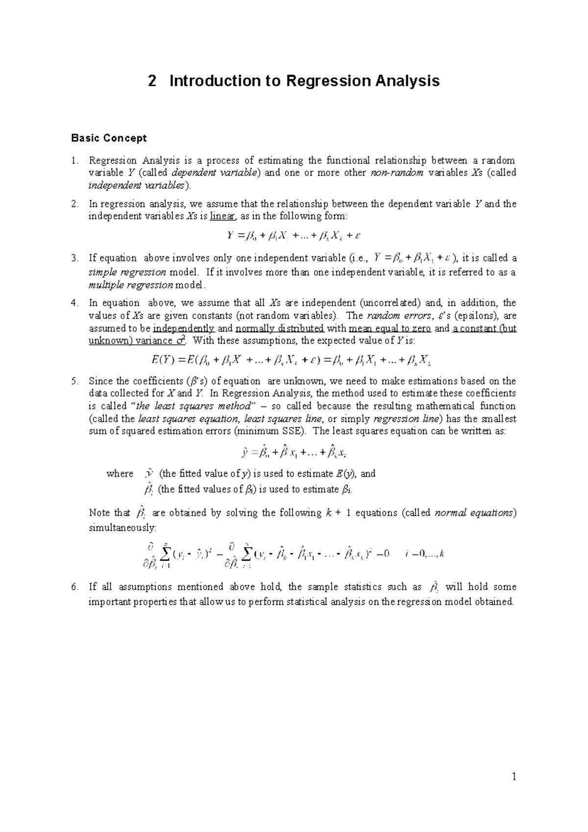 2 Introduction to Regression Analysis - 2 Introduction to Regression ...