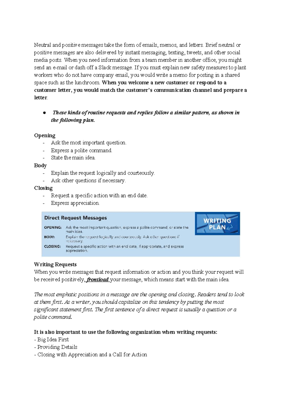 Chapter 6: Positive and Neutral Messages in Communication - Studocu