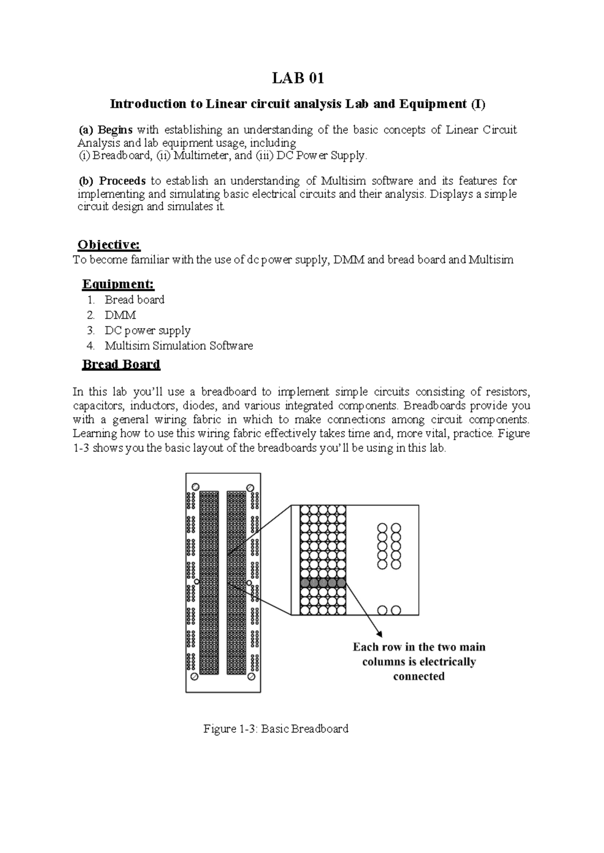 LAB 01 - I studied linear circuit analysis - LAB 01 Introduction to ...