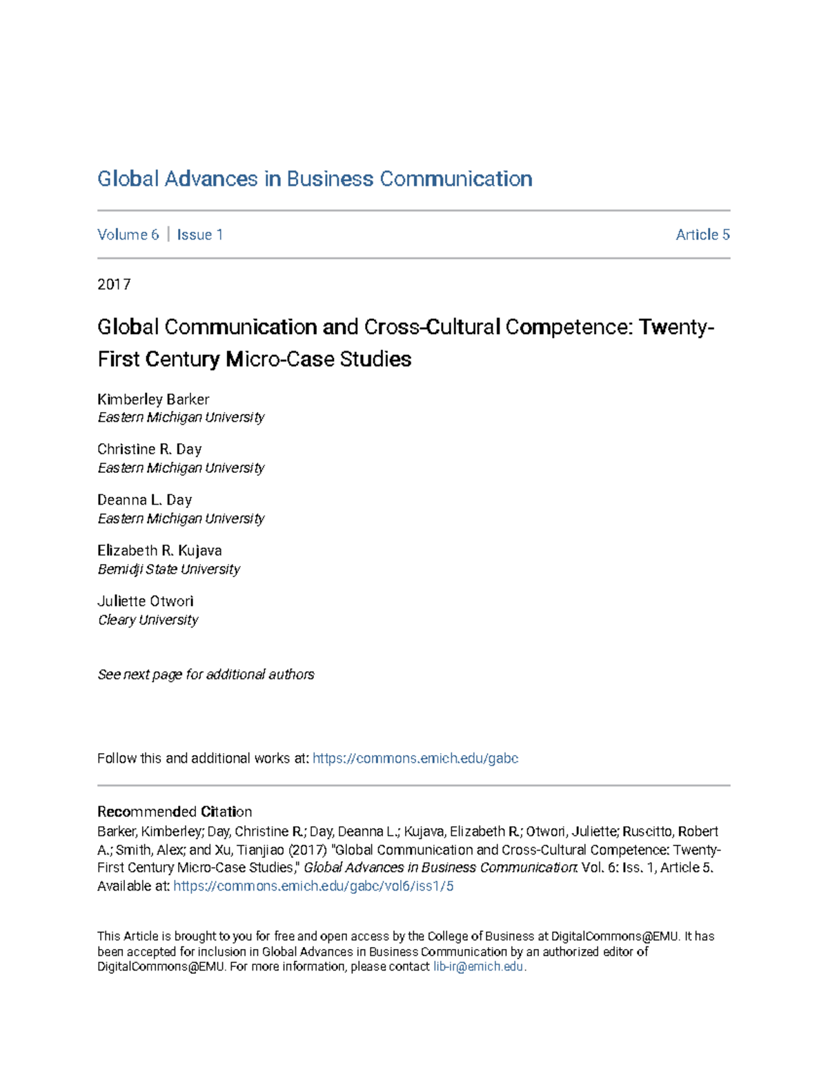 Global Comm & Cross-Cultural Competence: 21st Cent. Micro-Case Studies ...
