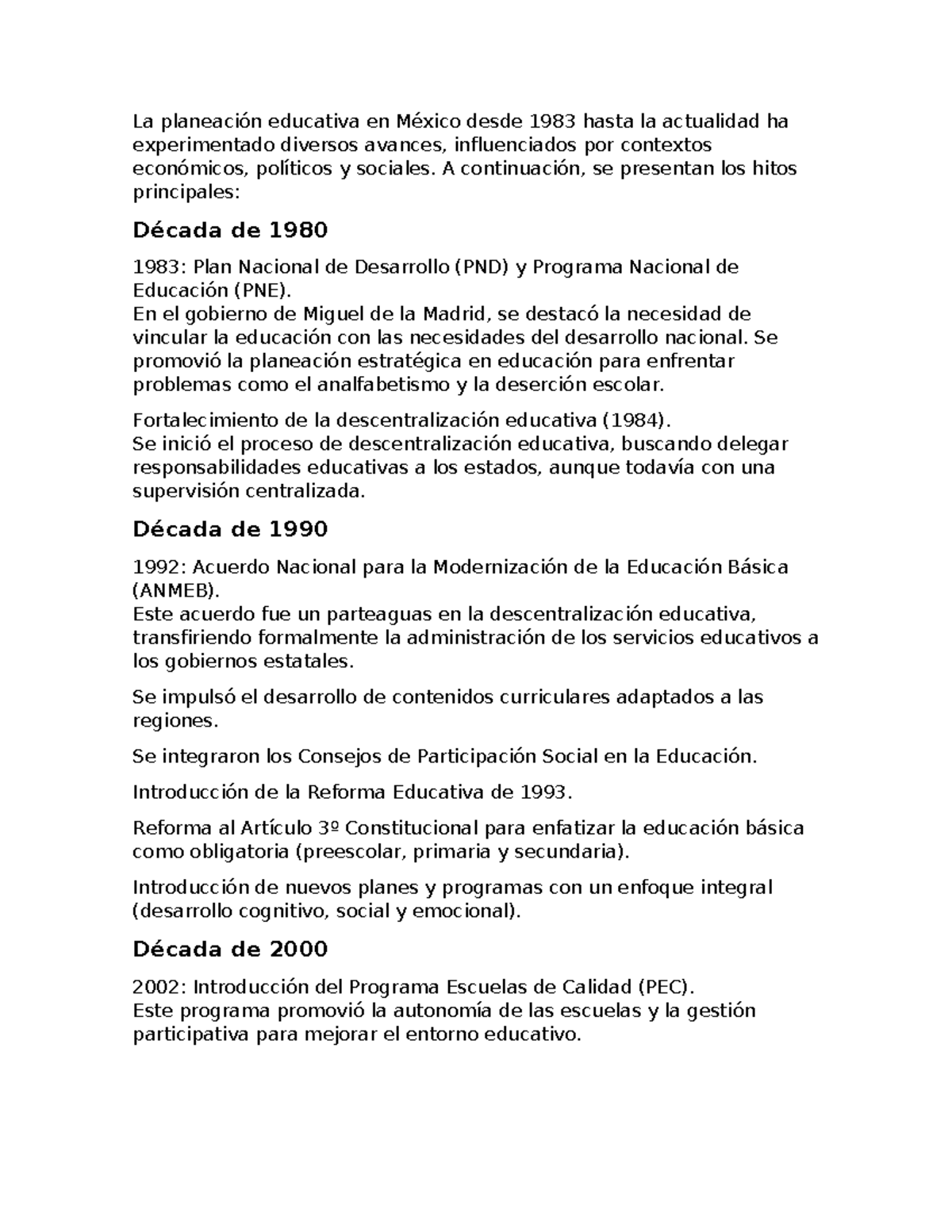 Historia y Avances de la Planeación Educativa en México (1983-2023 ...