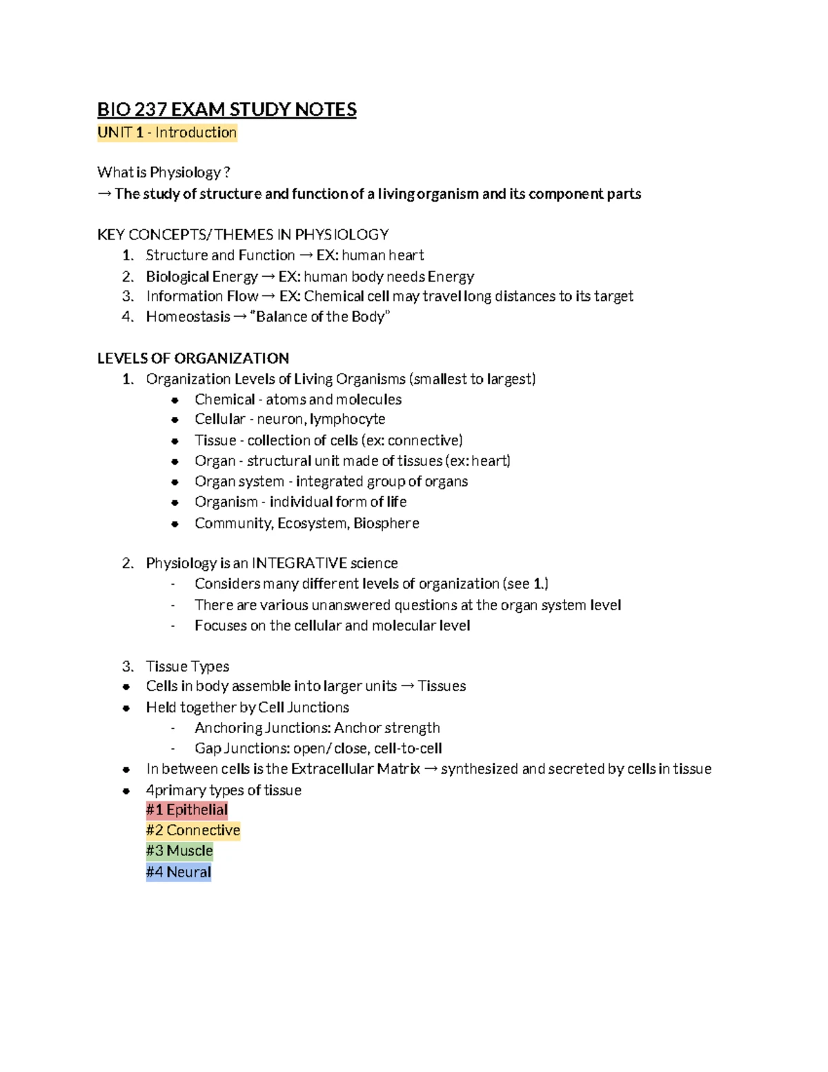 Muscles - Comprehensive Notes on Structure and Function (BIO101) - Studocu