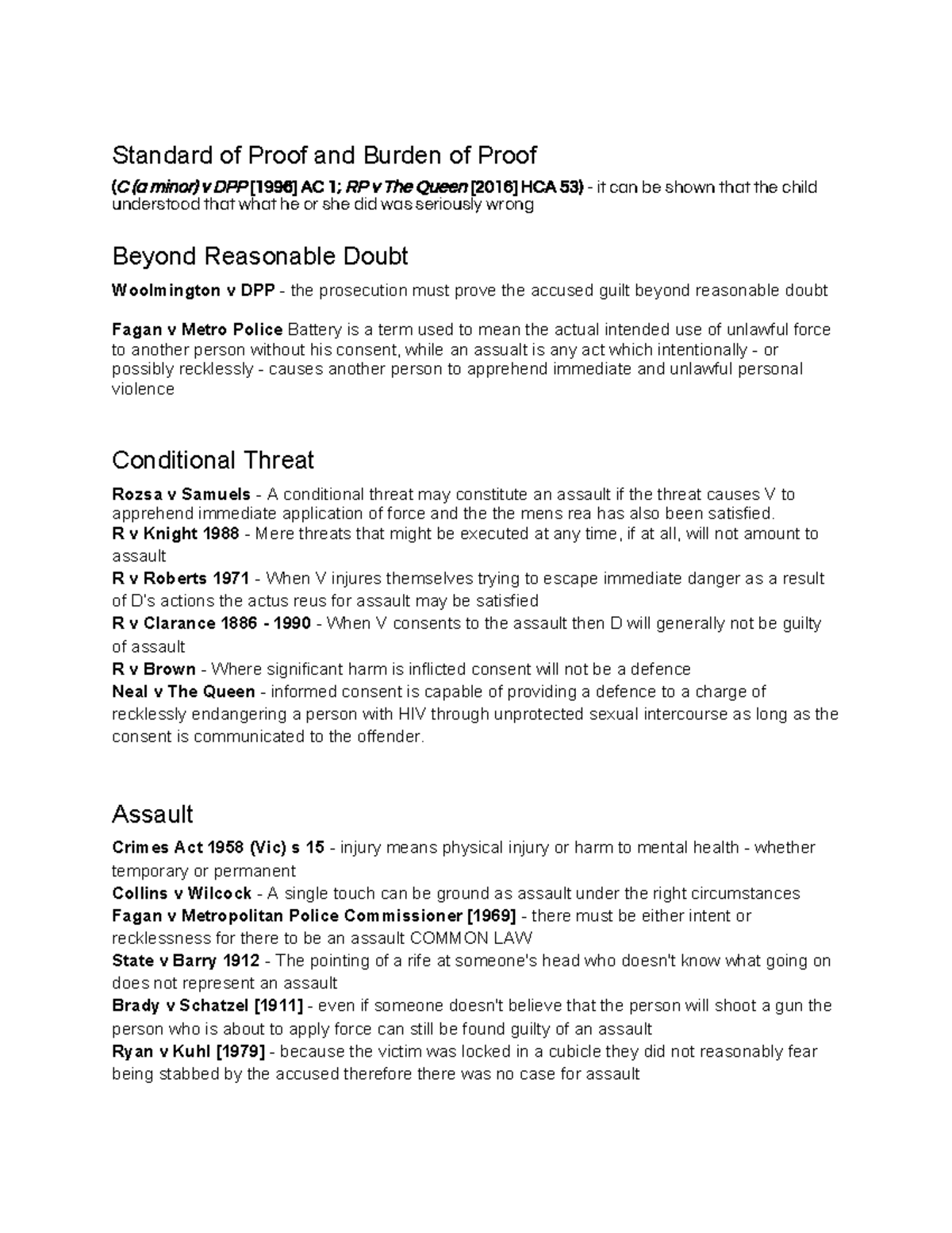 Criminal Law Case Study Notes (CL101) - Standards & Key Legal ...