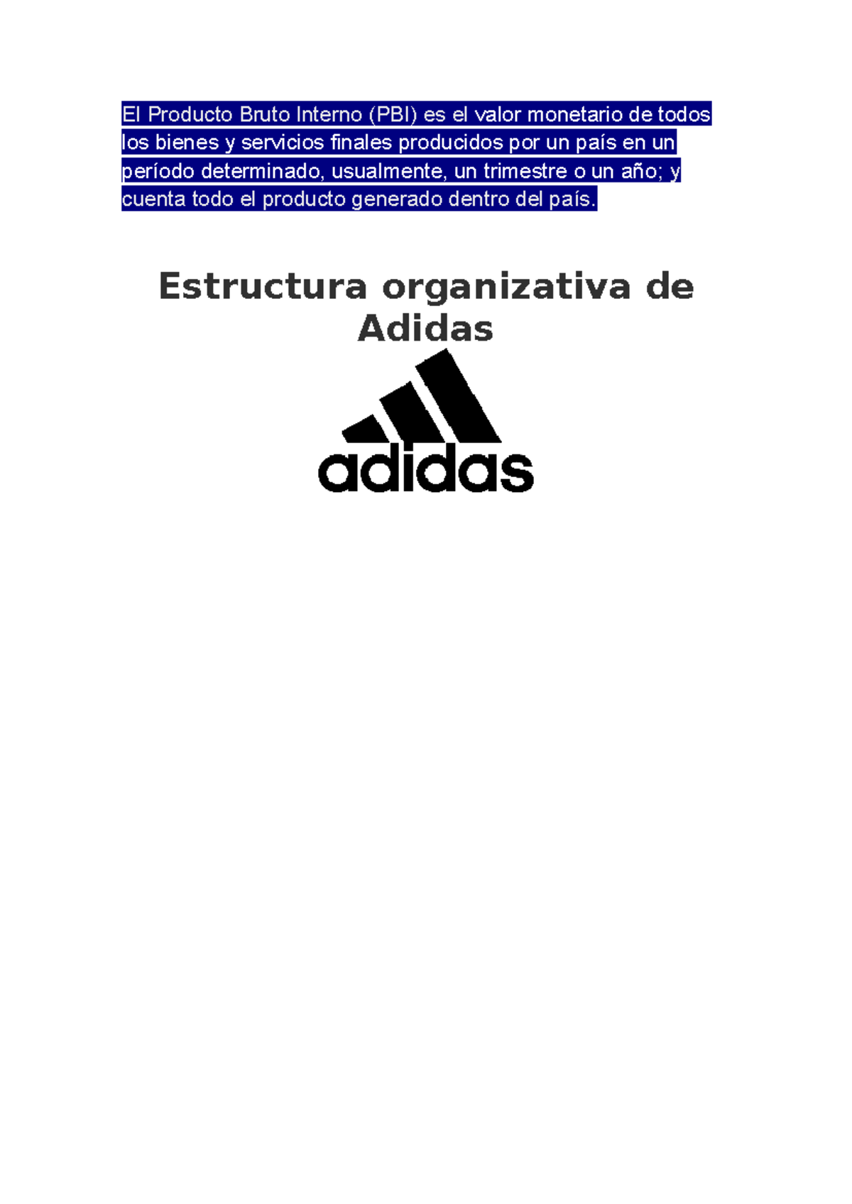 Estructura Organizativa de Adidas: Análisis y Funciones - Studocu
