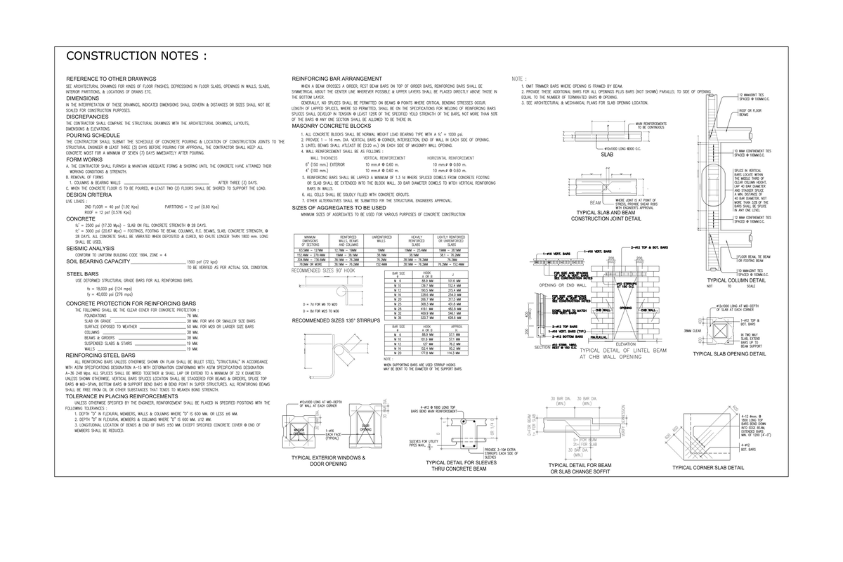 BT3 GEN Notes Structural - CONSTRUCTION NOTES : REFERENCE TO OTHER ...