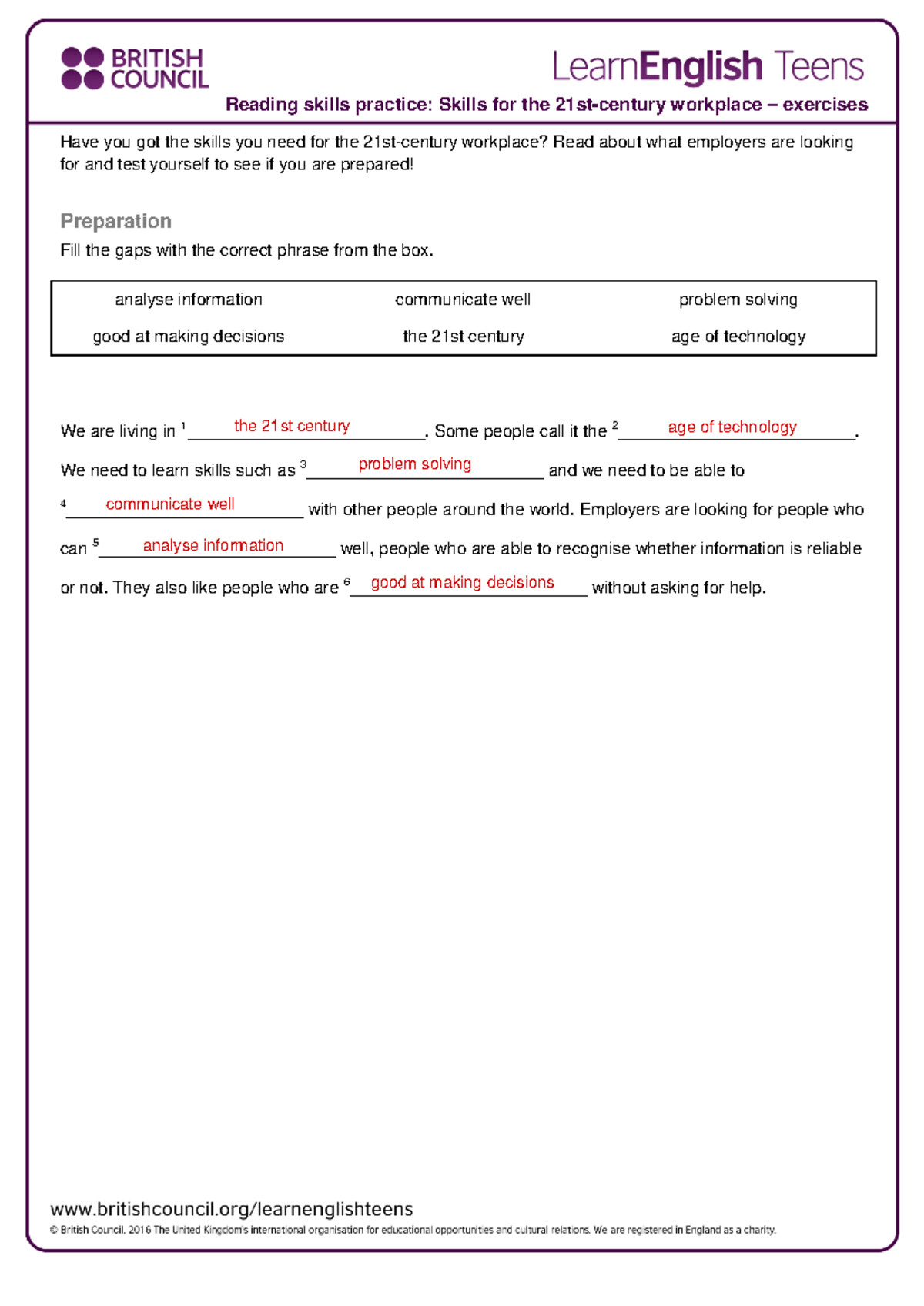 Reading Skills Practice: Workplace Skills Exercises (Reading-3) - Studocu