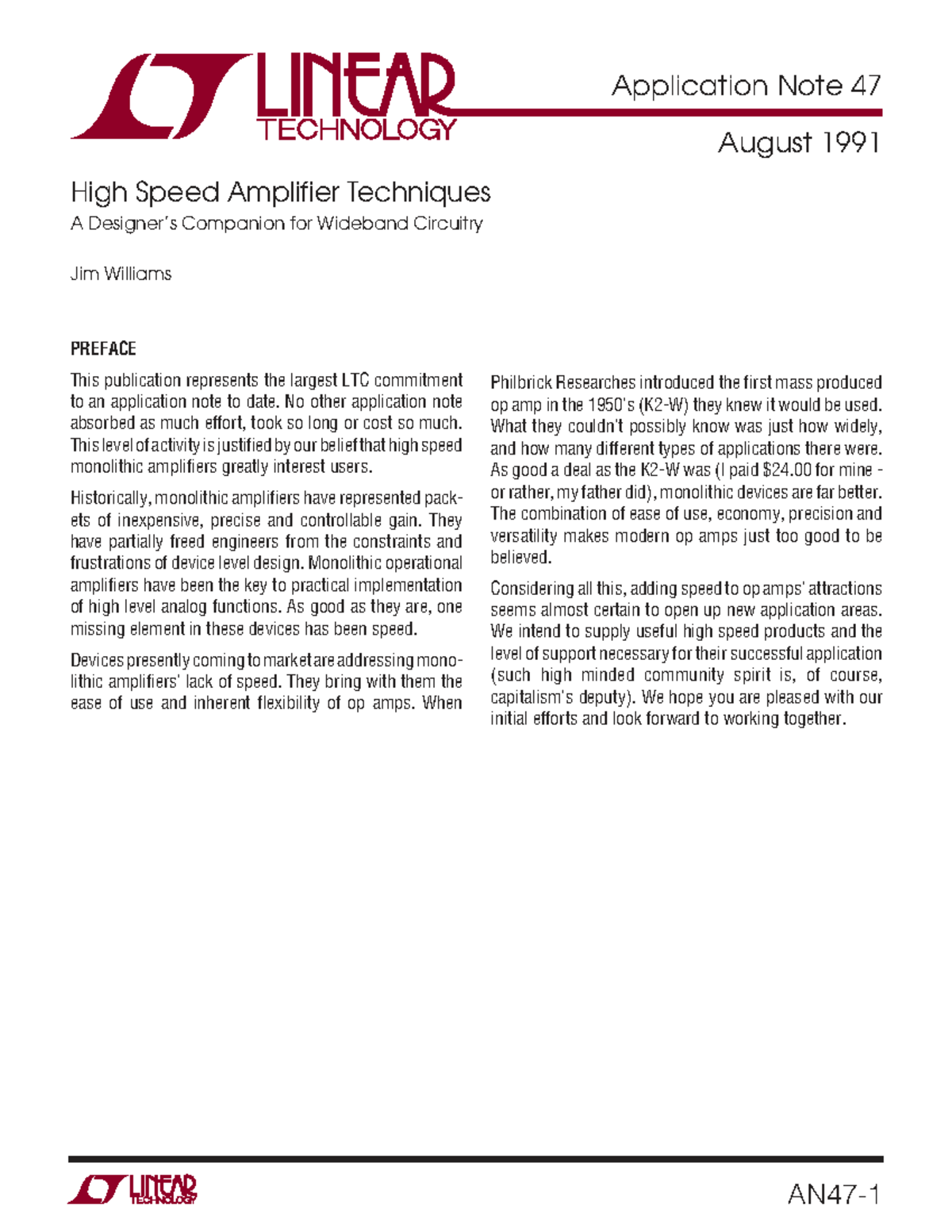 Application Note 47: High Speed Amplifier Techniques for Wideband ...