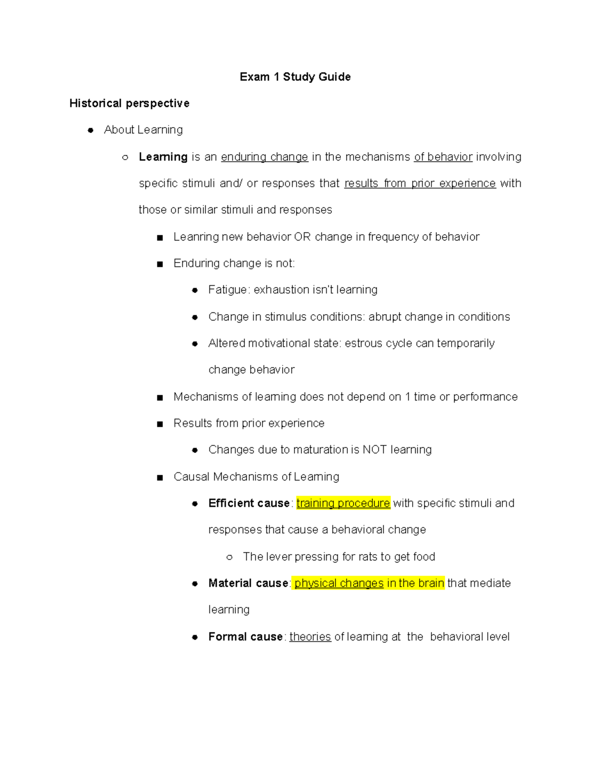 Learning exam 1 - content for exam 1 - Exam 1 Study Guide Historical ...