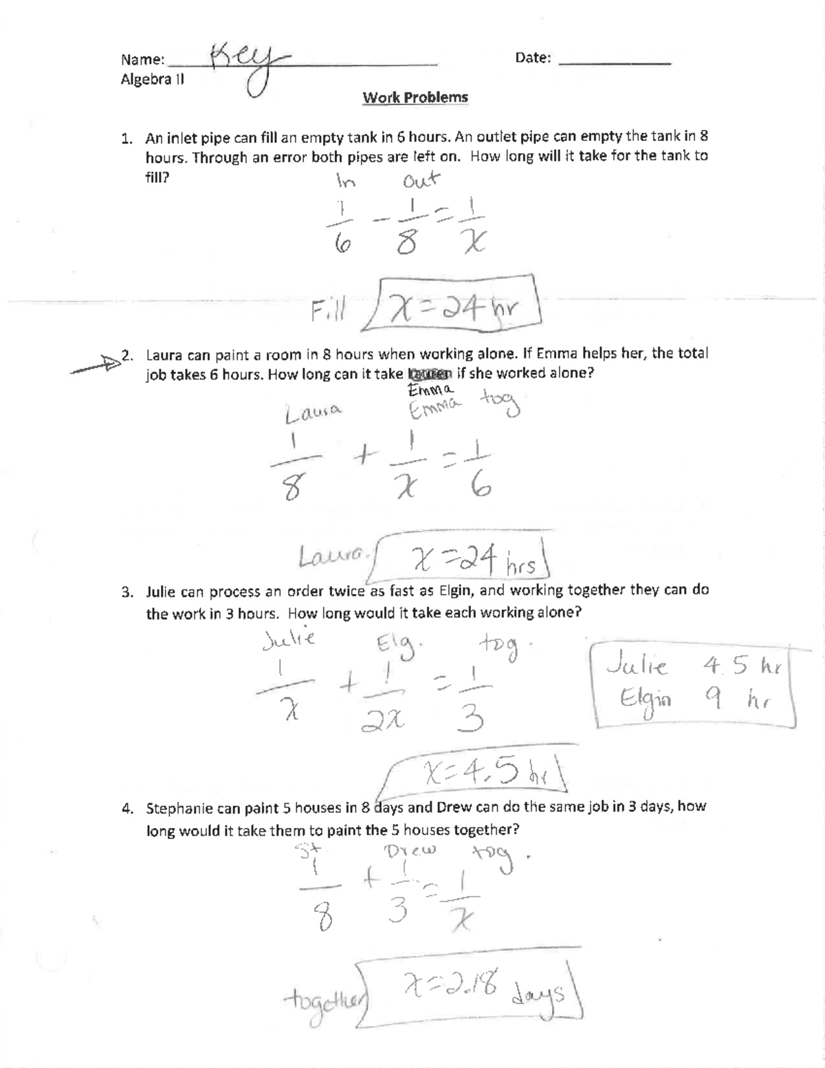 Algebra II Work Problems Solutions: Key Concepts & Examples - Studocu