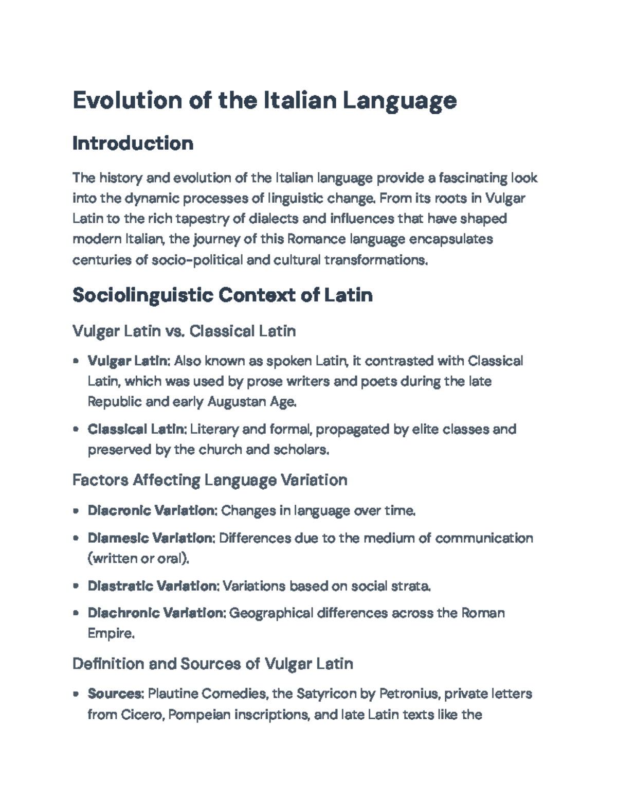 The Evolution of the Italian Language: From Vulgar Latin to Modern ...