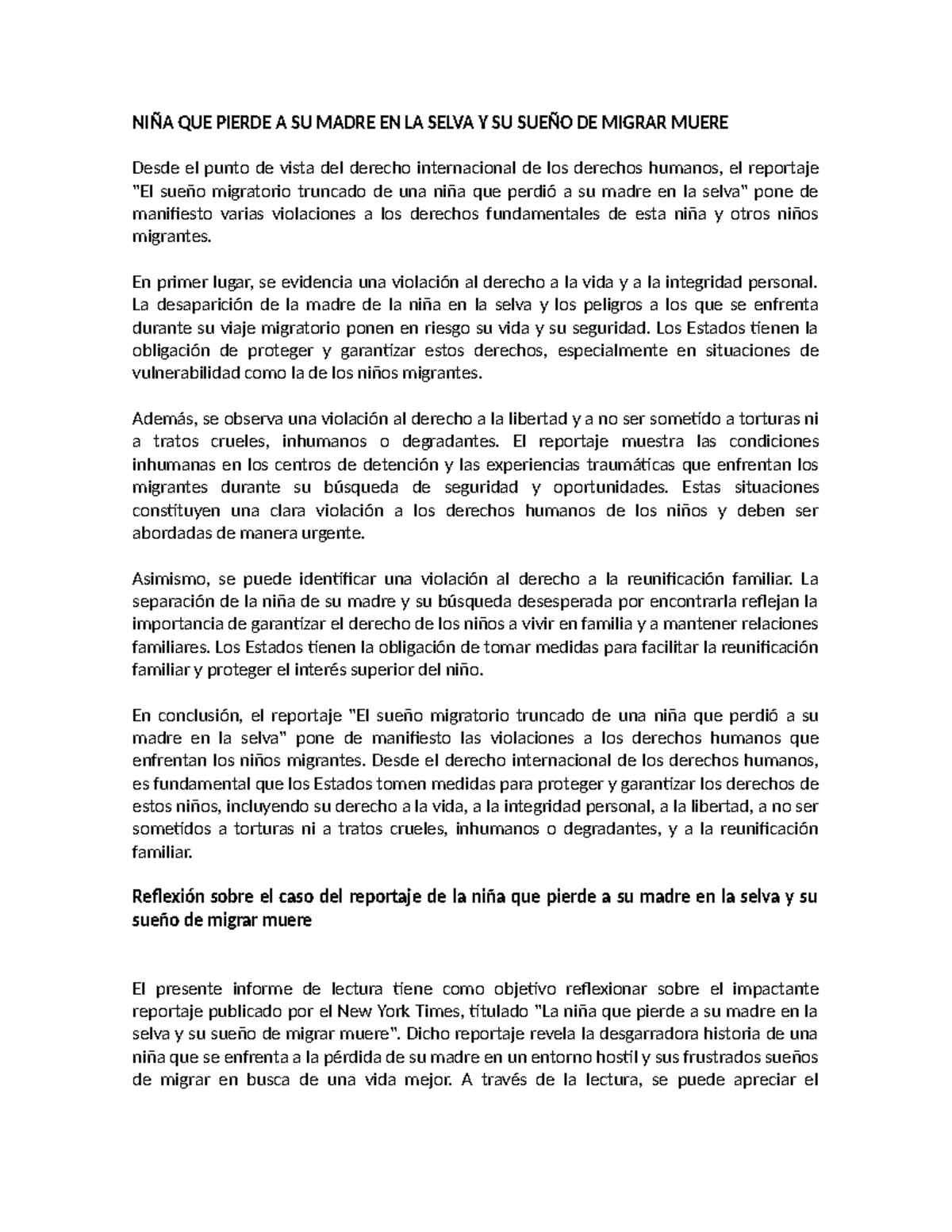 NIÑA QUE Pierde A SU Madre EN LA Selva Y SU SUEÑO DE Migrar Muere ...