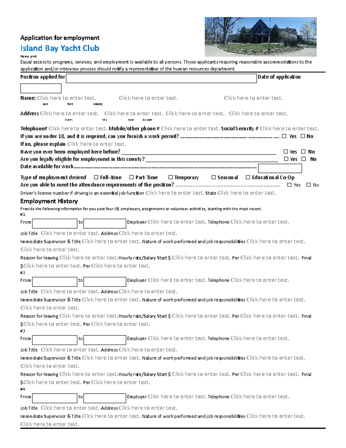 IBYC employment application page 6 - Application for employment Island ...