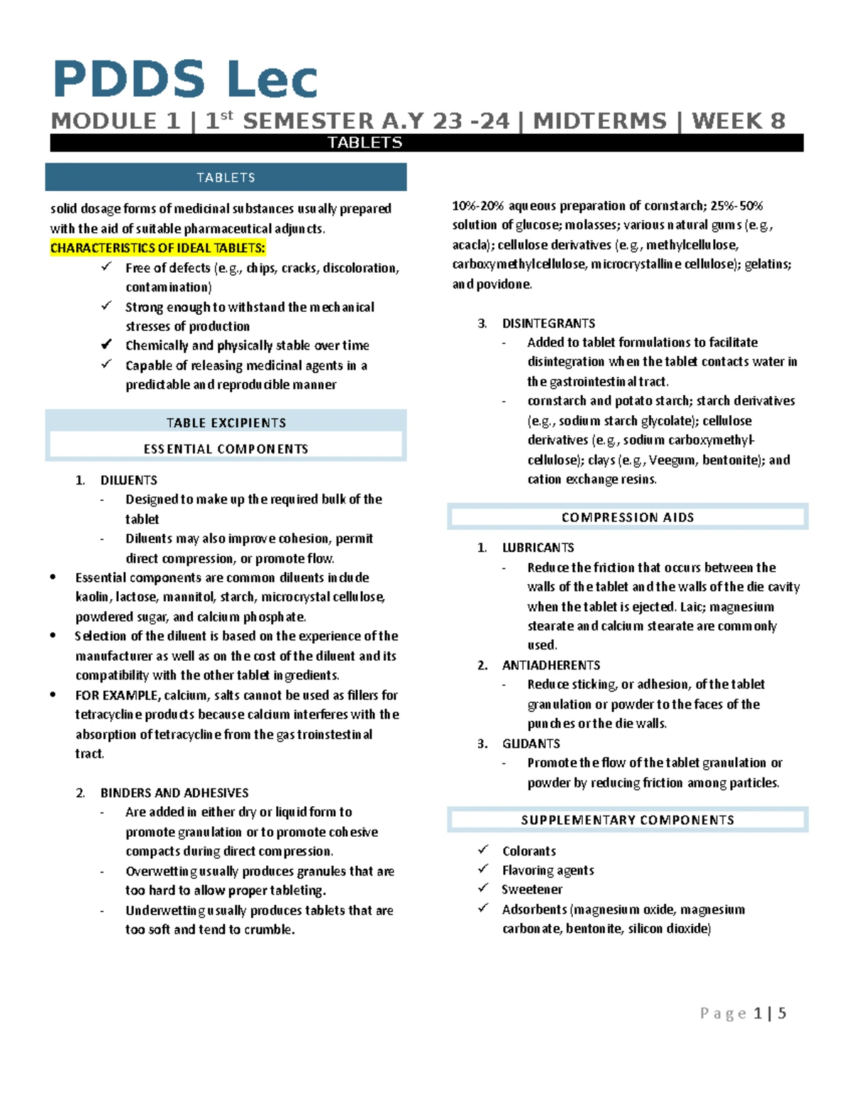 Syrups Module 5: Midterm Review for PDDS A.Y 23-24 - Studocu