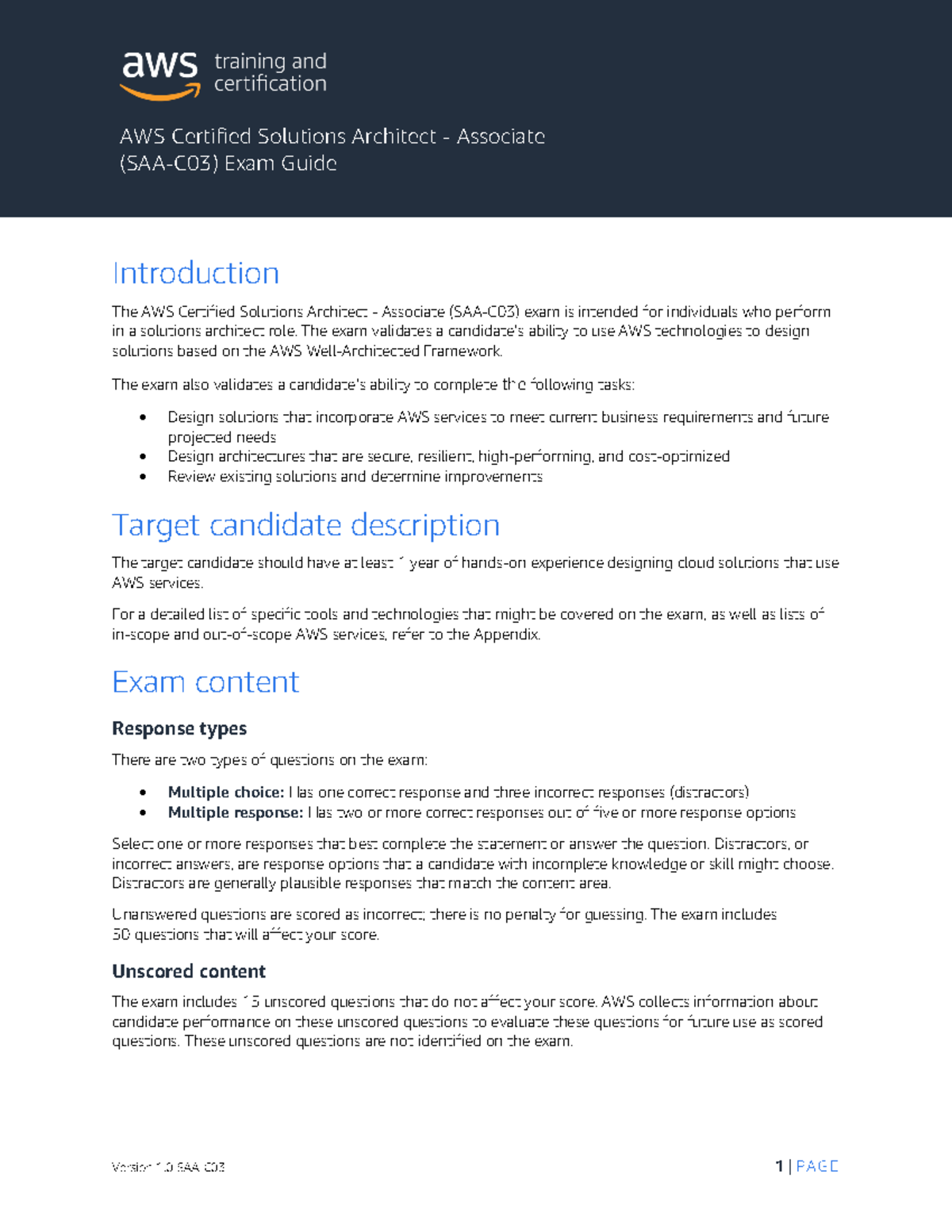 AWS SAA Certified Solutions Architect Associate Exam Guide Overview ...