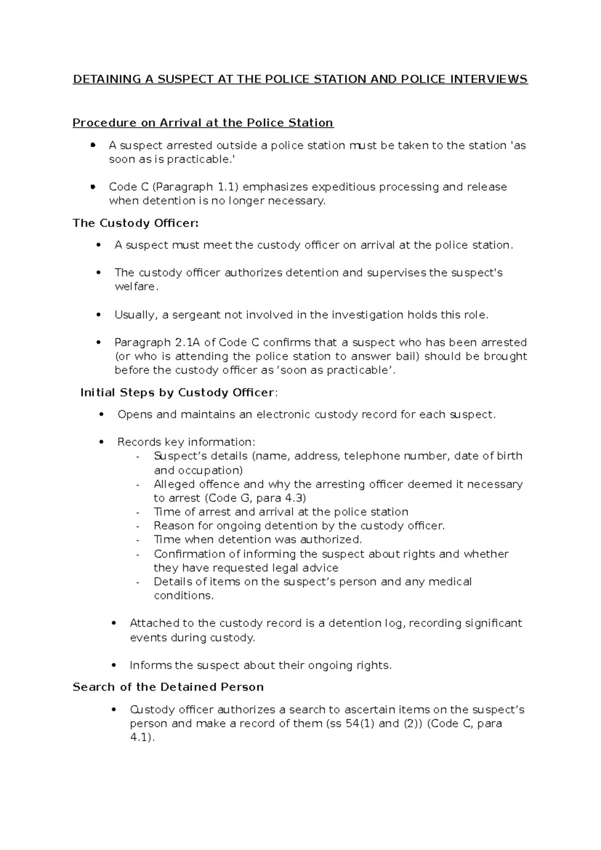 Sentencing Guidelines and Procedures: Code C Overview for Police ...