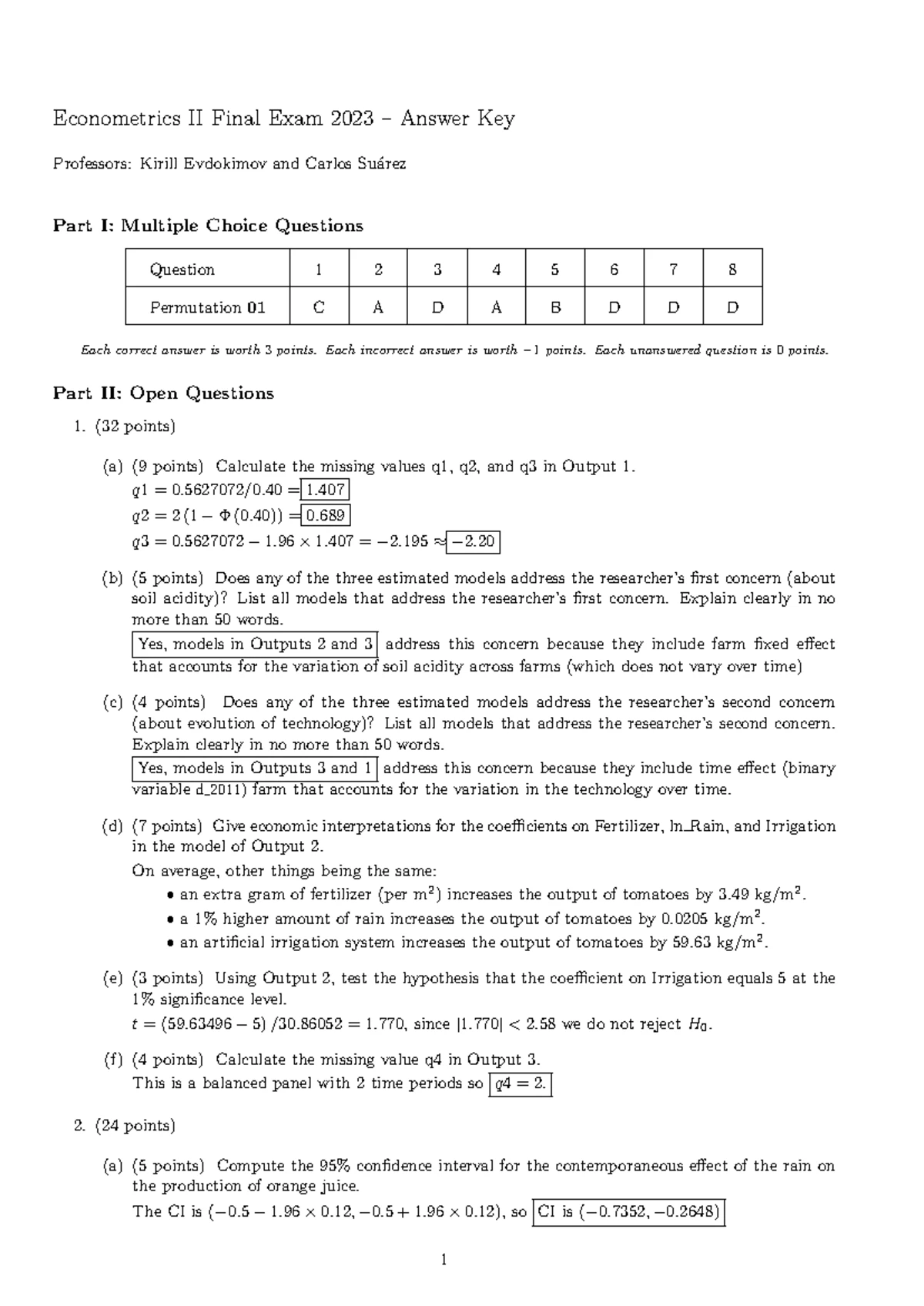 Econometrics II Lecture: OLS Review and Key Concepts - Studocu