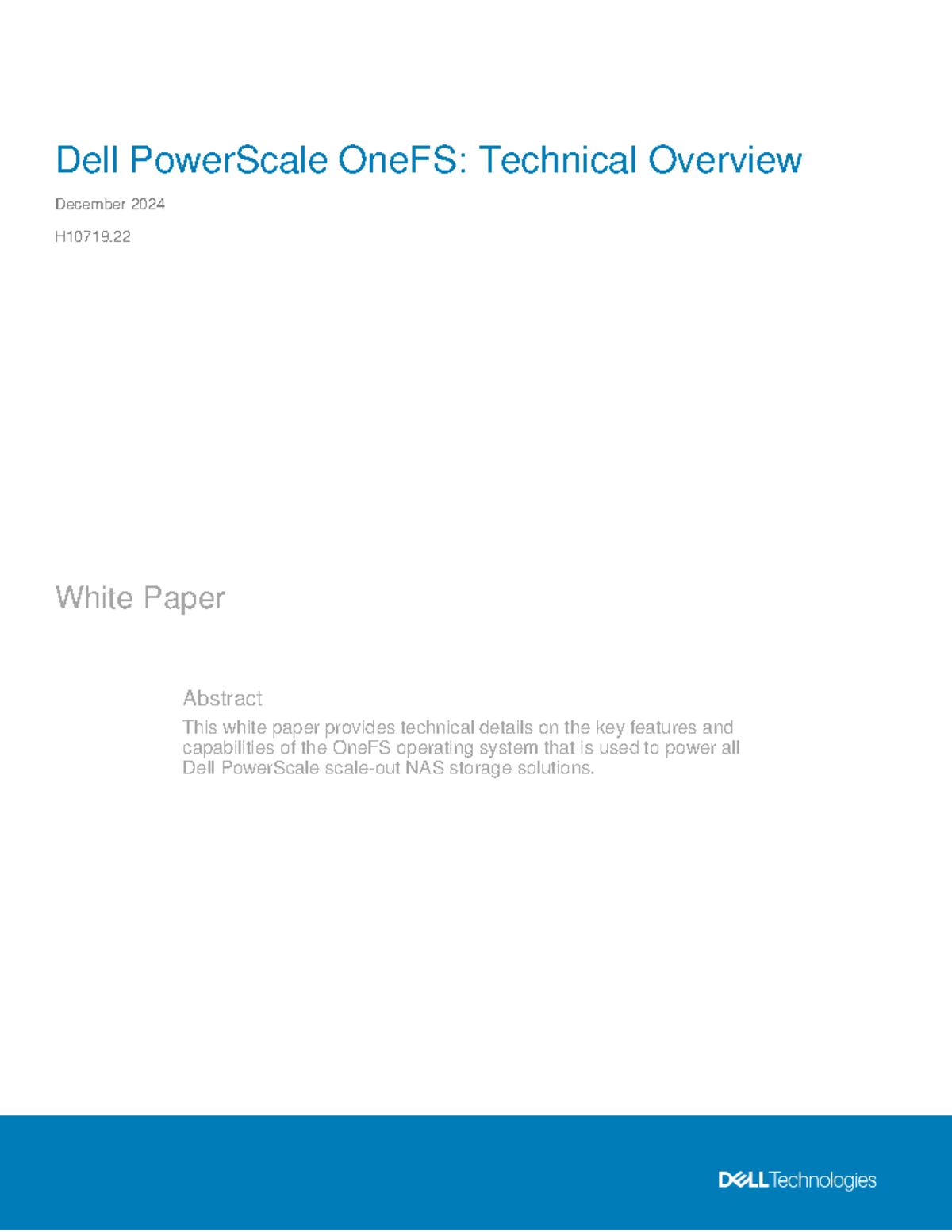 Dell PowerScale OneFS: Technical Overview & Features H10719.22 - Studocu