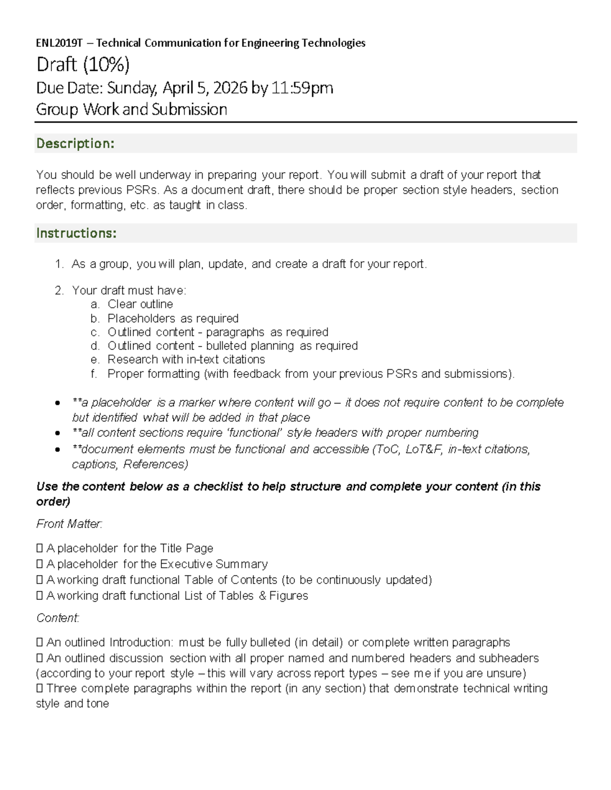 ENL2019T Technical Communication Draft Guidelines for Group Report ...