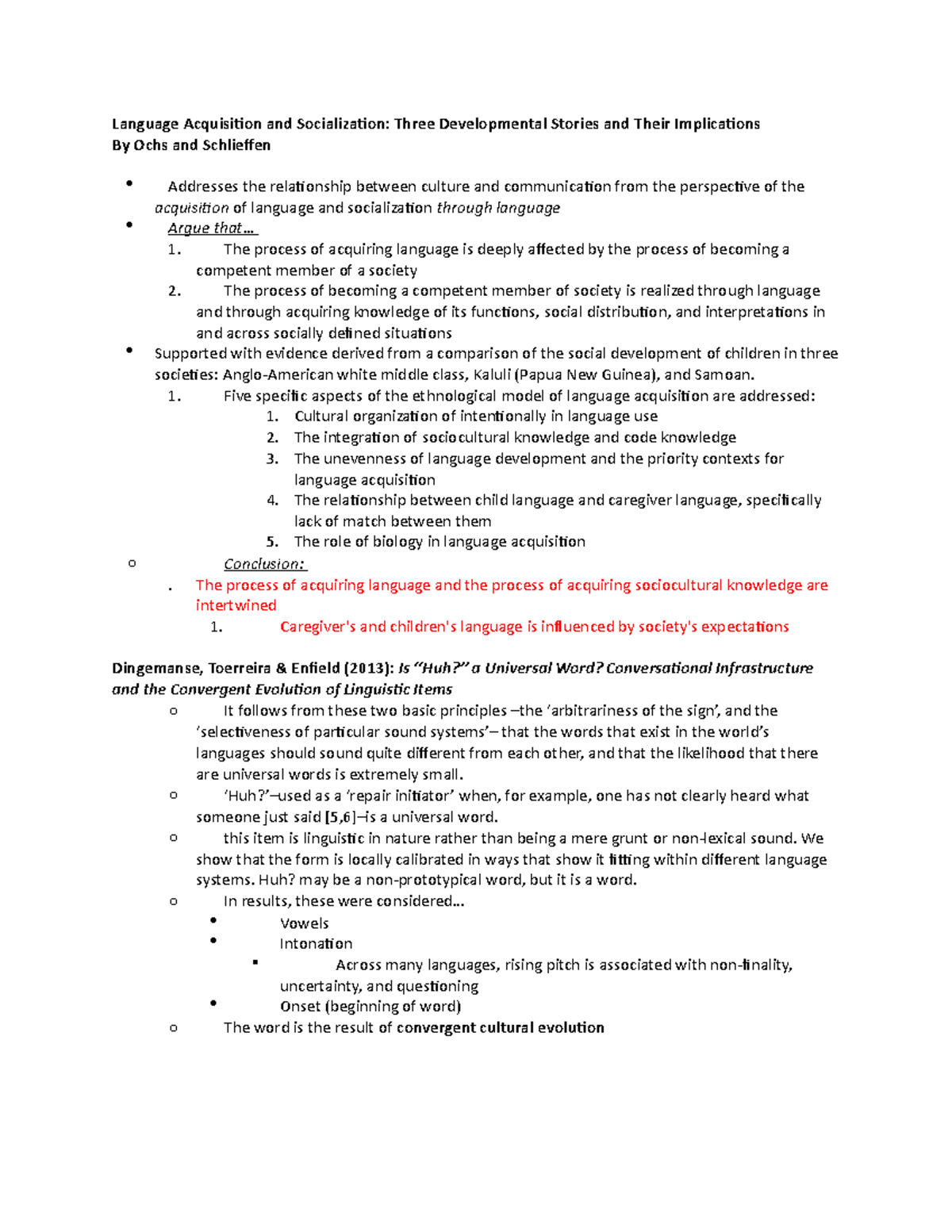 COMM 101 Lecture Notes on Language Acquisition & Socialization - Studocu