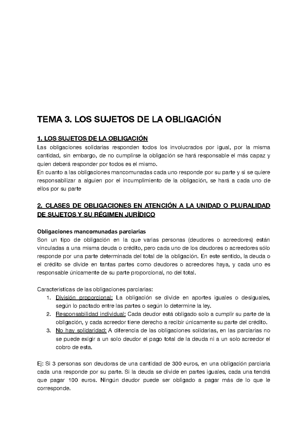 D. Obligaciones - TEMA 3: Sujetos y Clases de Obligaciones - Studocu