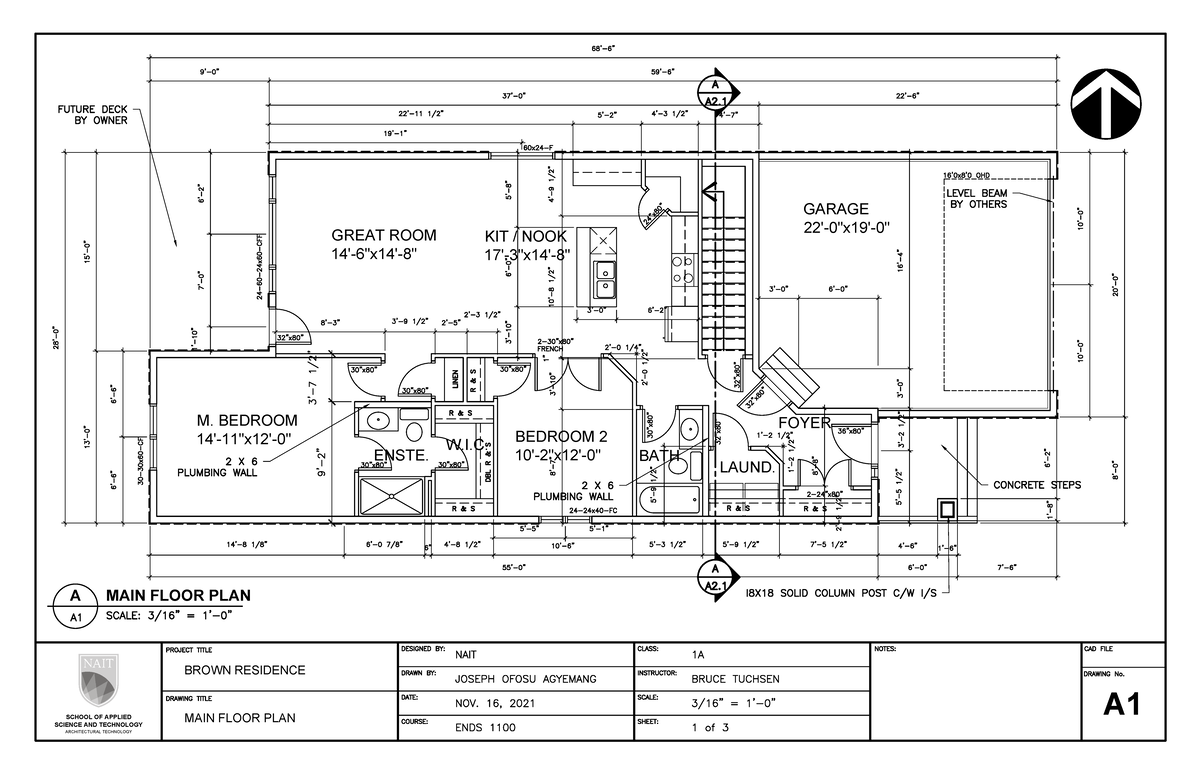 ARCH 101 - Brown Residence Main Floor Plan & Elevations - Studocu