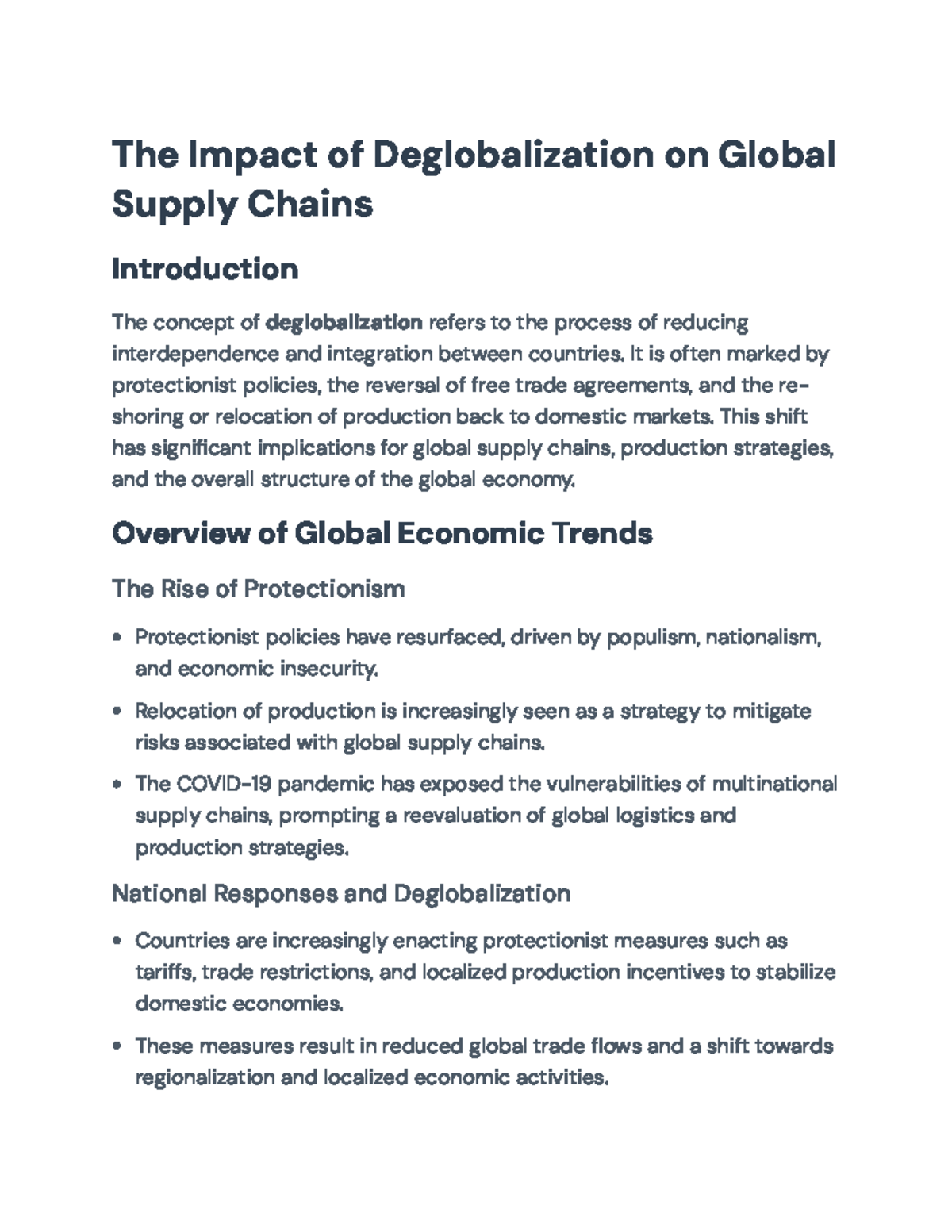 The Impact of Deglobalization on Global Supply Chains: Trends ...