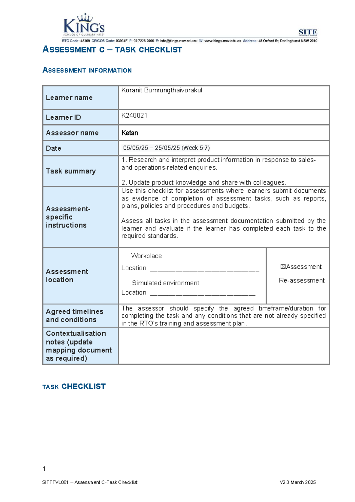 Sitttvl 001 Assessment C Task Checklist: Product Research & Evaluation ...