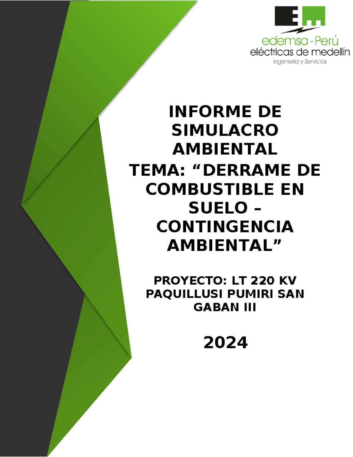 Informe de Simulacro Ambiental: Derrame de Combustible – 2024 - Studocu