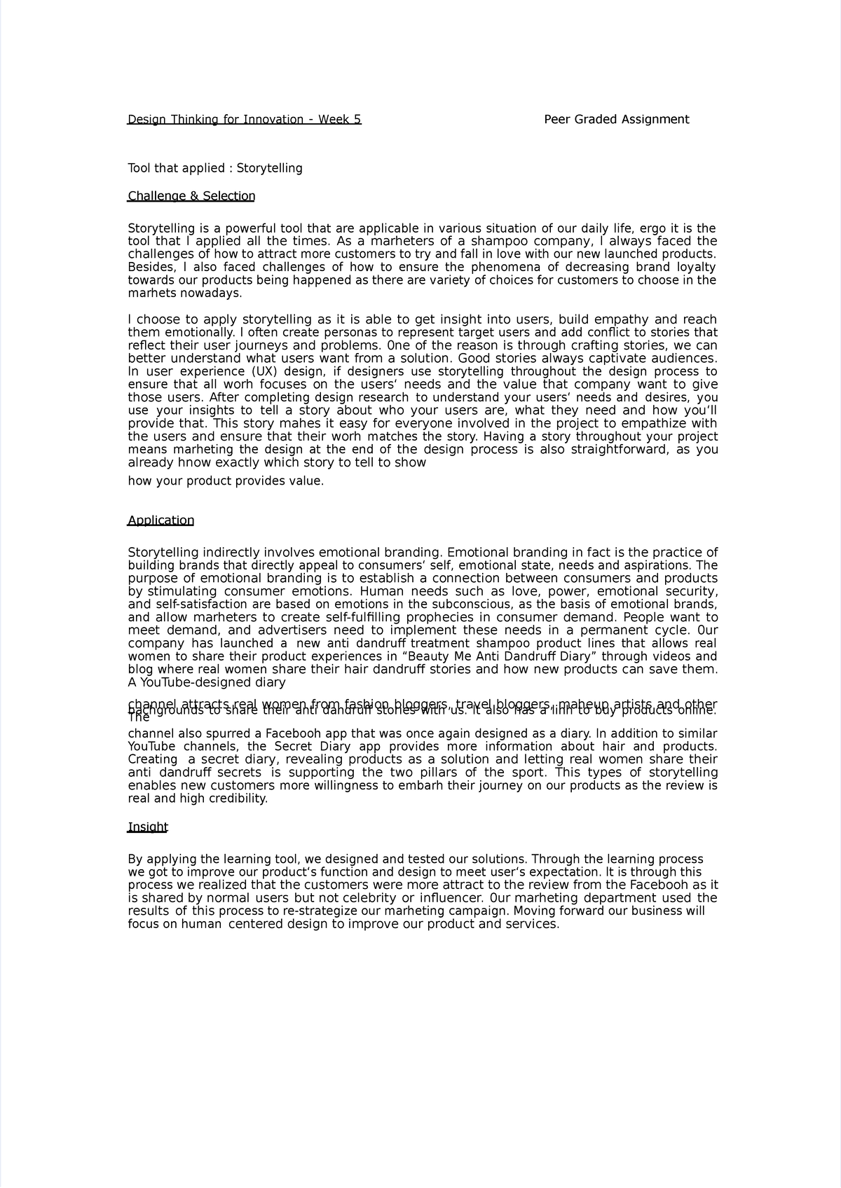 Design Thinking for Innovation - Week 5 Assignment on Storytelling ...