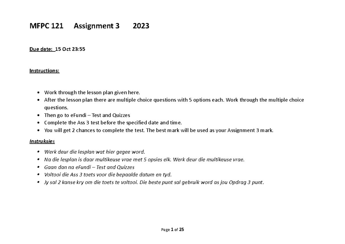 MFPC 121 Lesson Plan for Foundation Phase - Whole Numbers Analysis 2023 ...